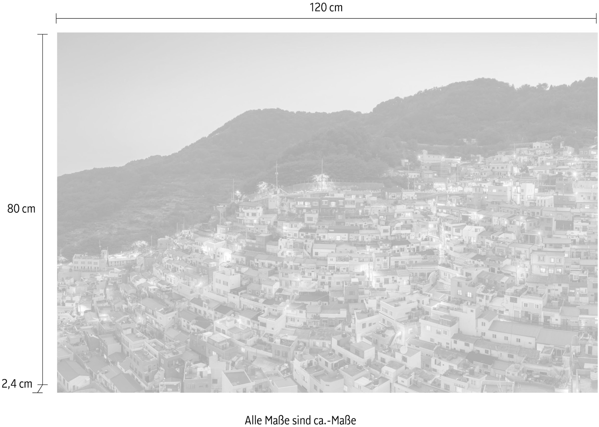 queence Acrylglasbild »Stadt«, Skyline-Gebäude-Städte-Bäume, Fine Art-Print in Galeriequalität