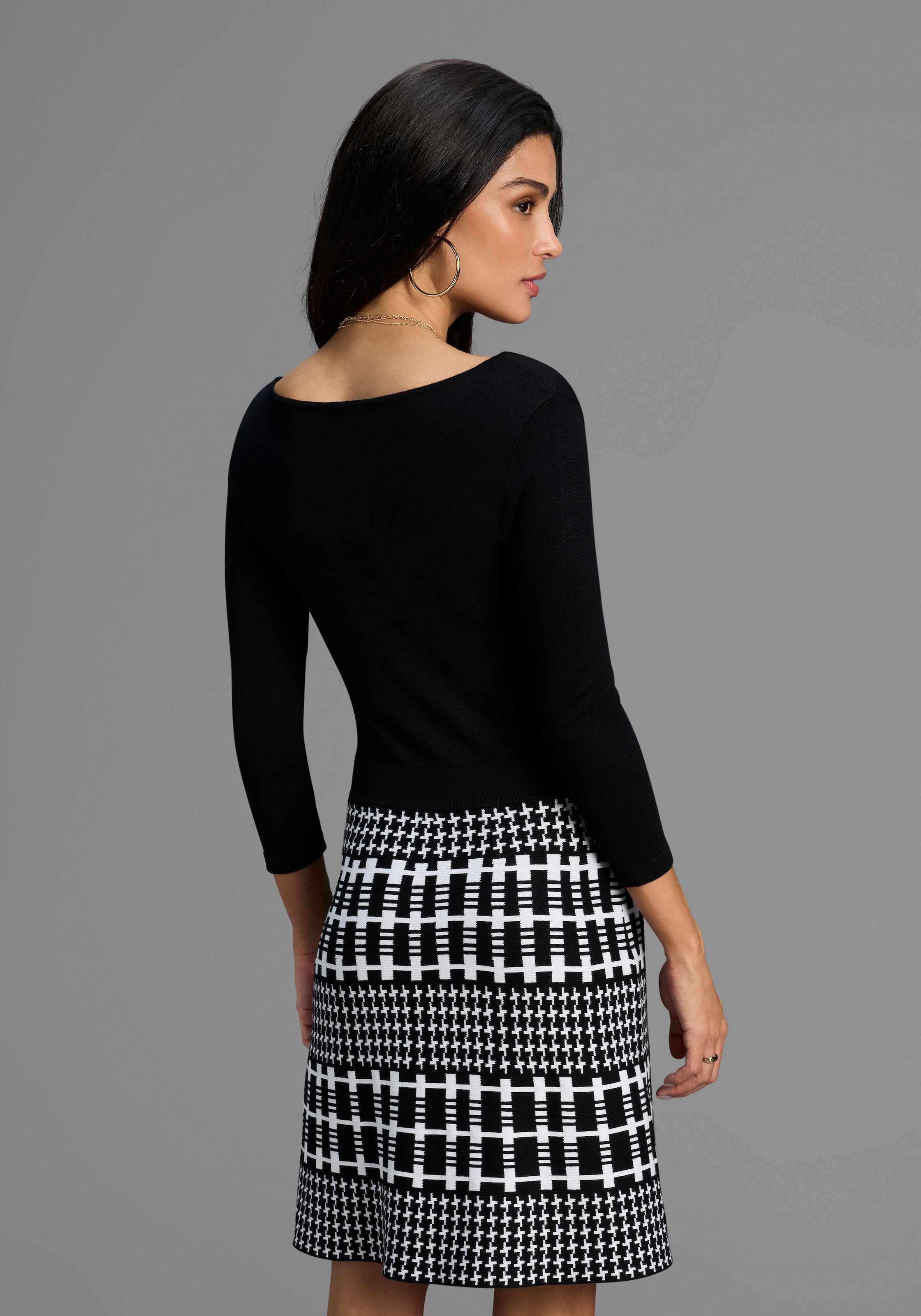 Bruno Banani Strickkleid, mit tollem Jacquard-Rock