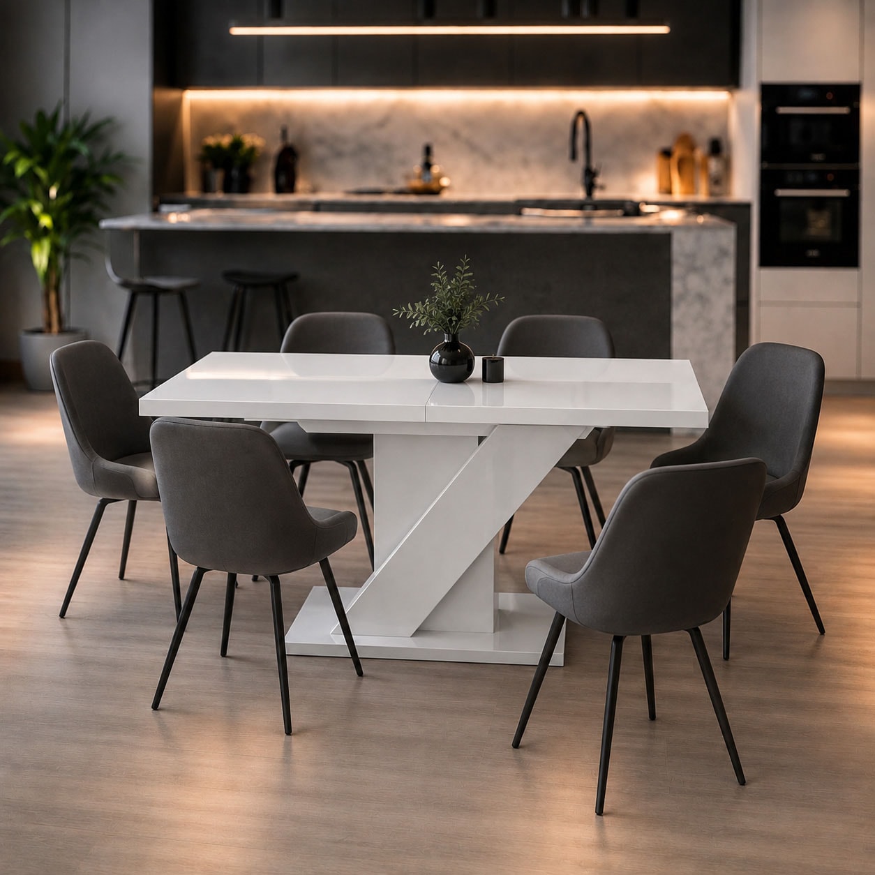 GOODproduct Esstisch »Veneto, Säulentisch, Speisetisch, Küchentisch, ausziehbar bis 160 cm« Platz für bis zu 6 Personen, verlängerbar durch Einlegeplatte