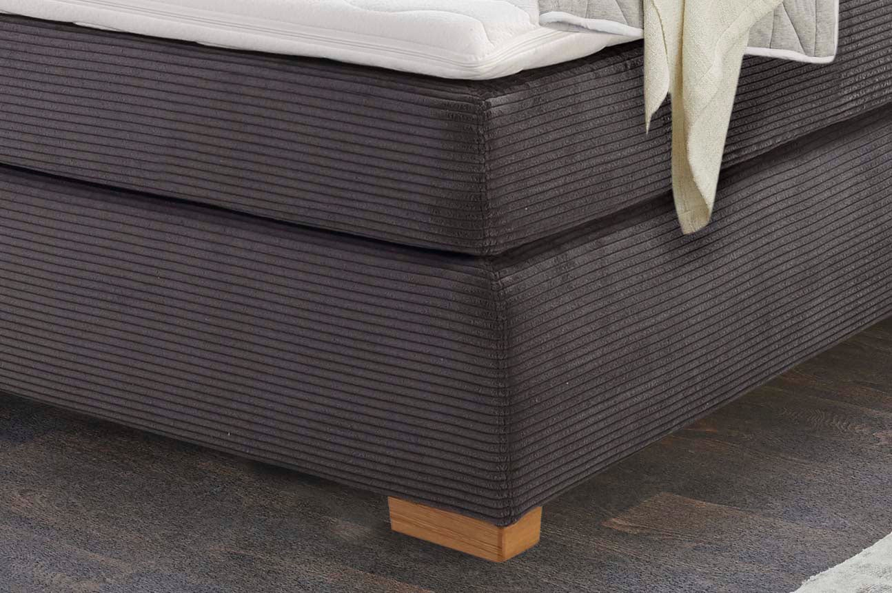 Jockenhöfer Gruppe Boxspringbett »Romy erhältlich in 140 & 180cm Breite« Cordstoff, 7-Zonen-TTFK-Matratze, KS-Topper, Echtholzfüsse