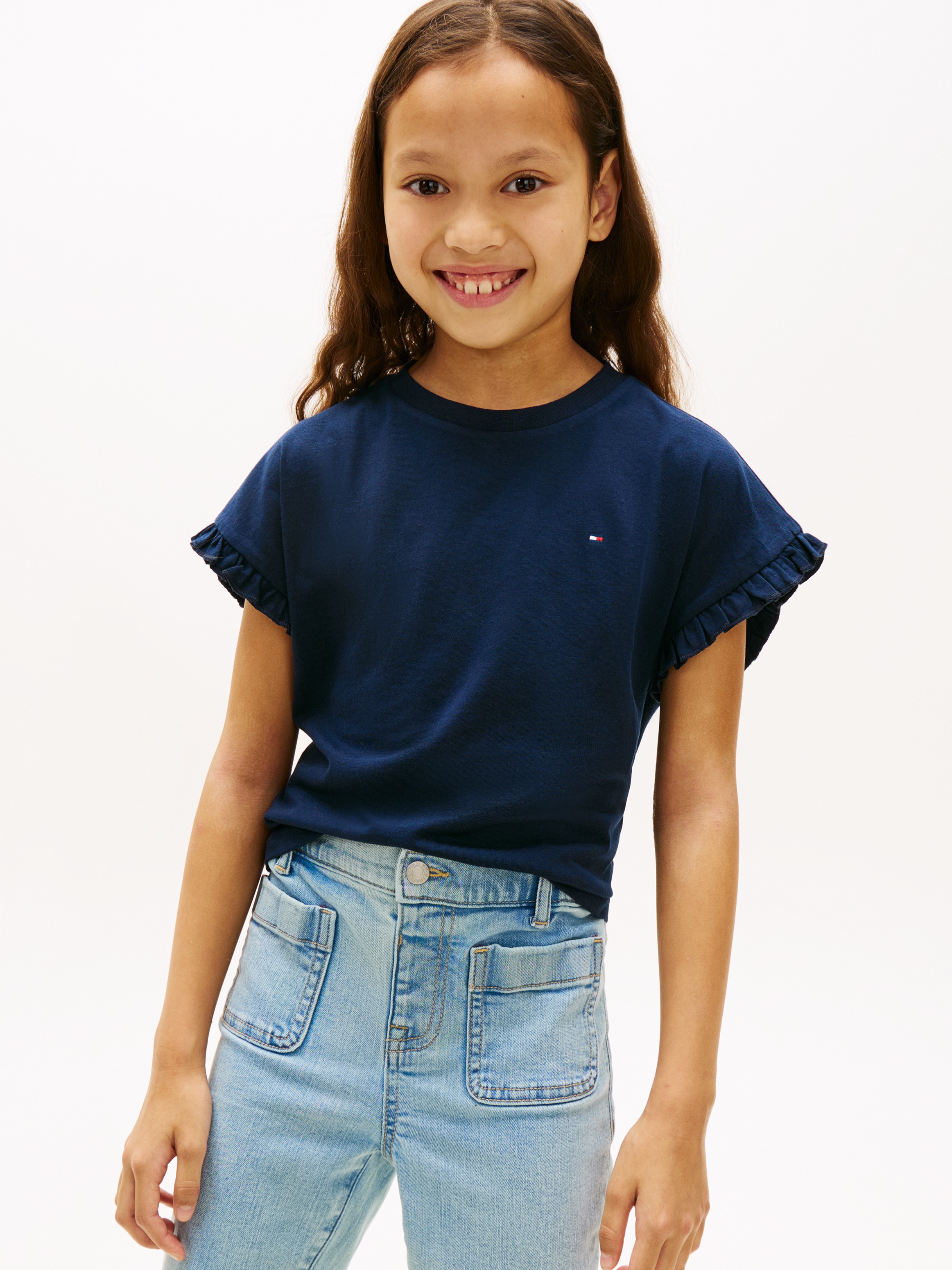 Tommy Hilfiger T-Shirt »ESSENTIAL TOP SHORT SLEEVE« Kinder bis 16 Jahre, mit Rüschen, relaxed fit