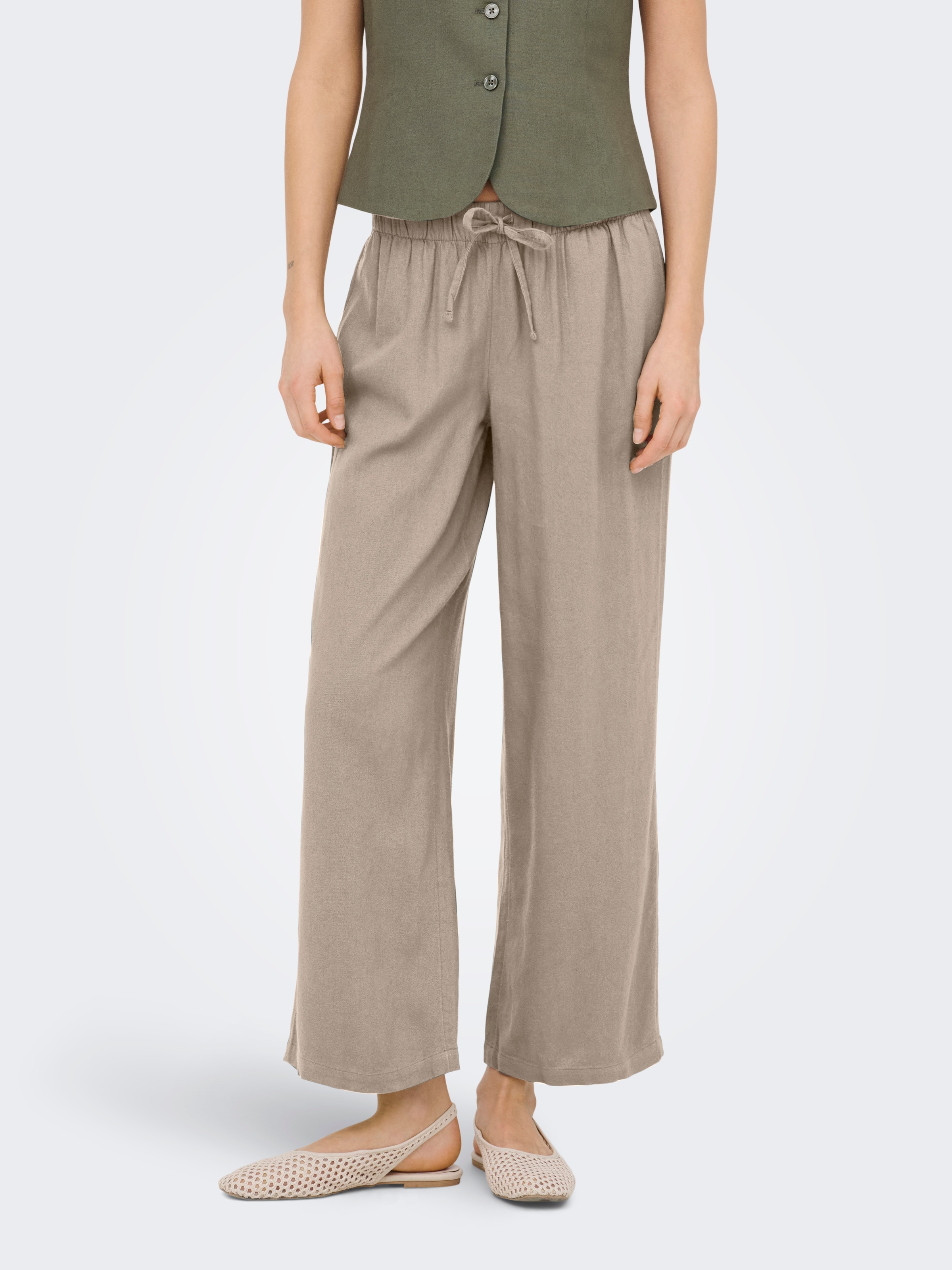 Image of ONLY Culotte "ONLGOA MW LIN BL PULL-UP CULOTTE CC PNT" mit Leinen