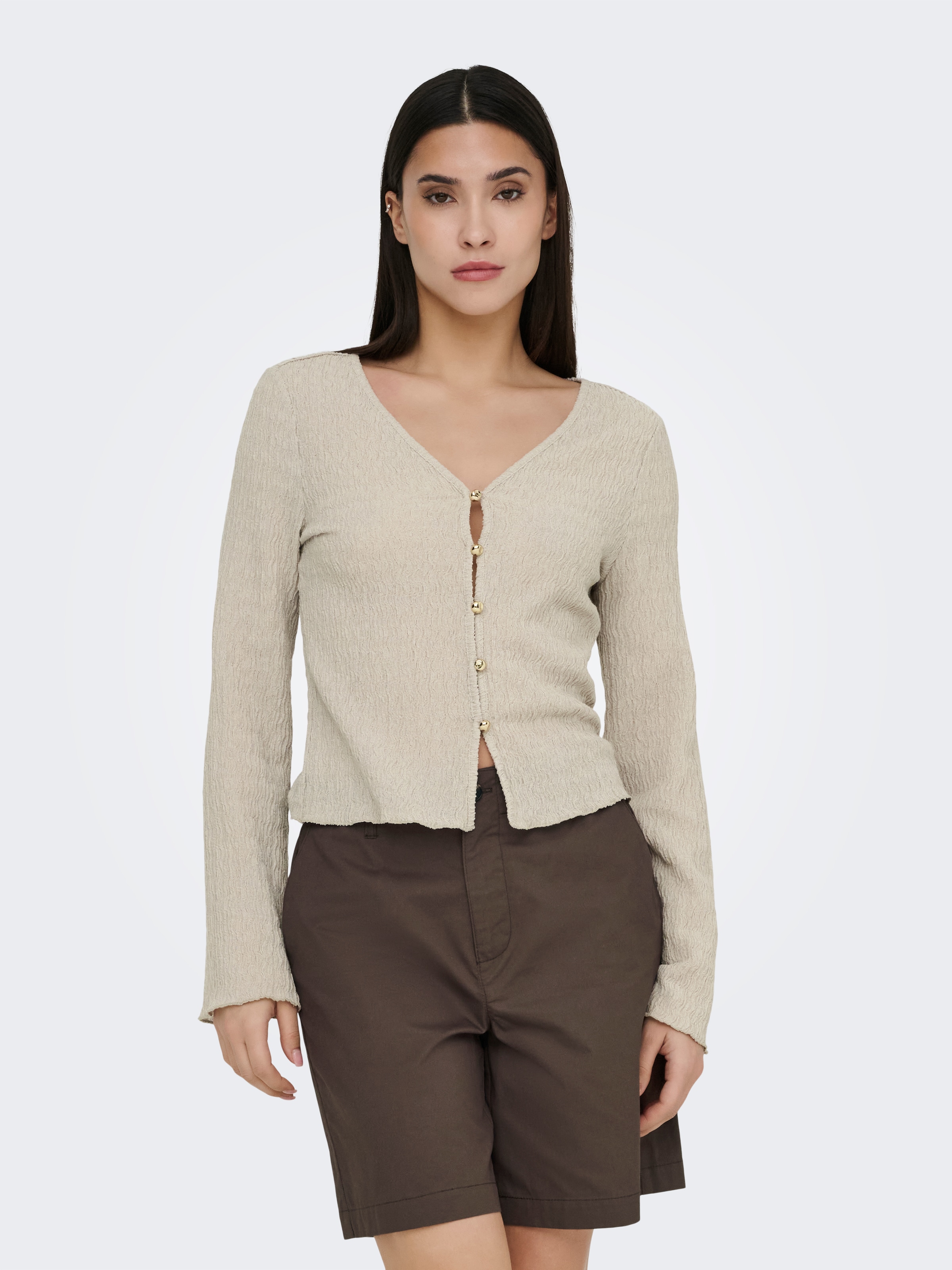 ONLY Veste en tricot »ONLILSE L/S CARIDGAN STRUC JRS« Kunstfaser, V-Ausschnitt