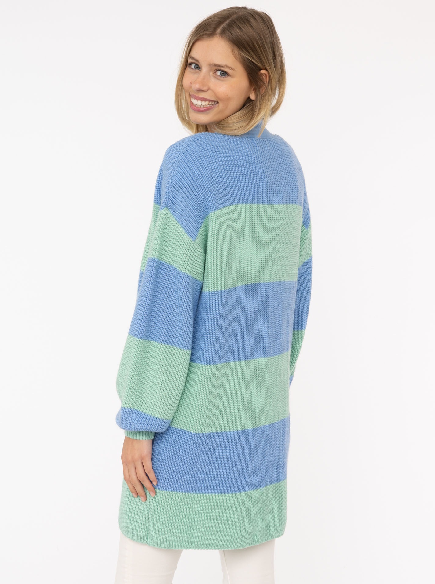 Zwillingsherz Cardigan »"Katja"«, One Size, Wollanteil, Langarm, Blockstreifen, ohne Verschluss