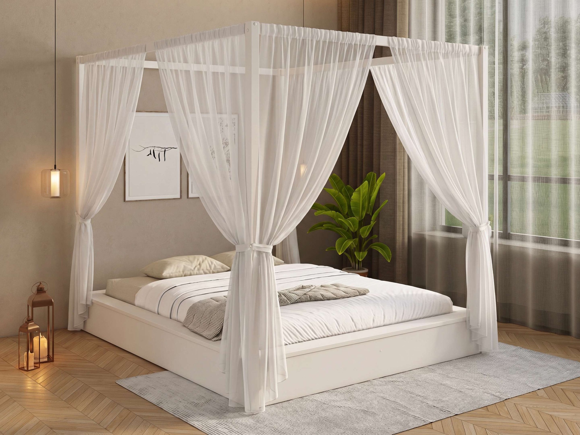 Image of GOODproduct Himmelbett "Usella, Bett, Bettgestell, hohe Belastbarkeit bis 180 kg" B/T/H: 189/229,1/200 cm, aus massiver Kiefer in Kombination mit MDF, inklusive Lattenrost