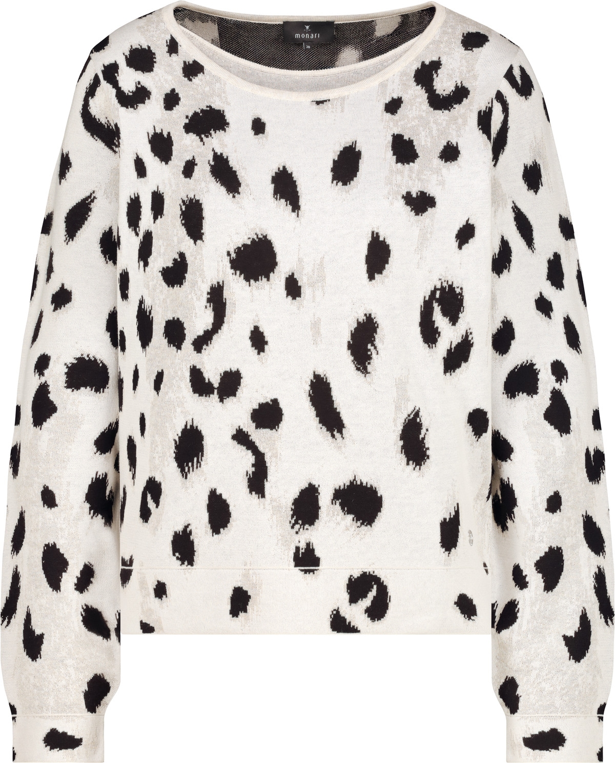 Monari Pull à col rond »Pullover Leo Jacquard« Regular fit mit doppeltem Rundhalsausschnitt