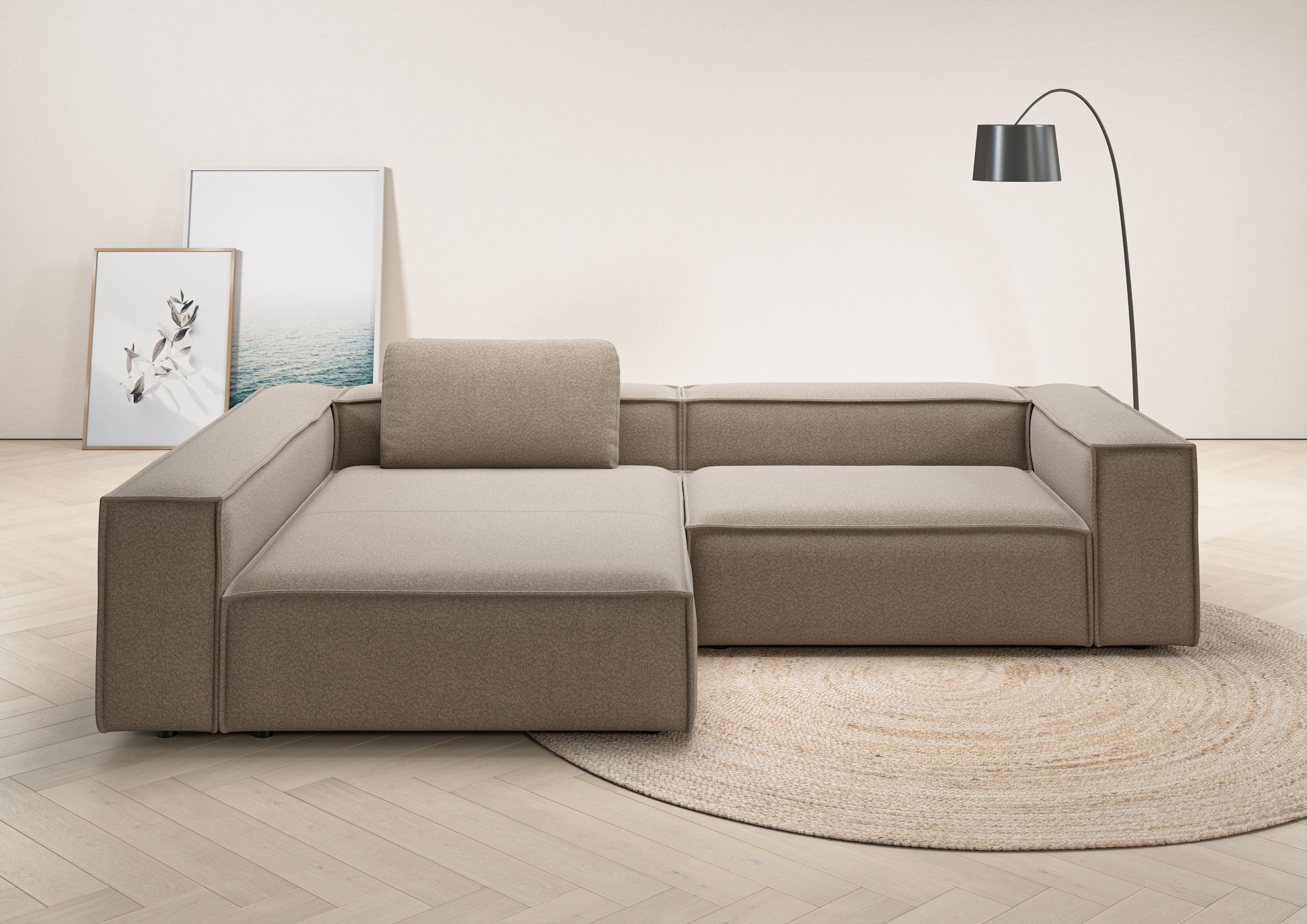 Home affaire Ecksofa »Watertown, moderne XXL L-Form, 306 cm breit, Japandi Design« Komfortabel mit tiefer Sitzfläche – ideal für grosse Wohnräume