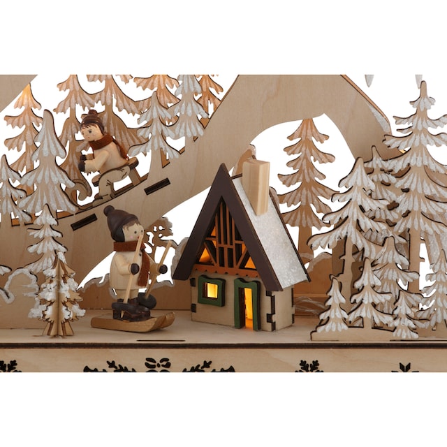 ♕ Home affaire LED Baum »Schneelandschaft«, mit Hütte und Skifahrern, Höhe  ca. 48 cm versandkostenfrei auf