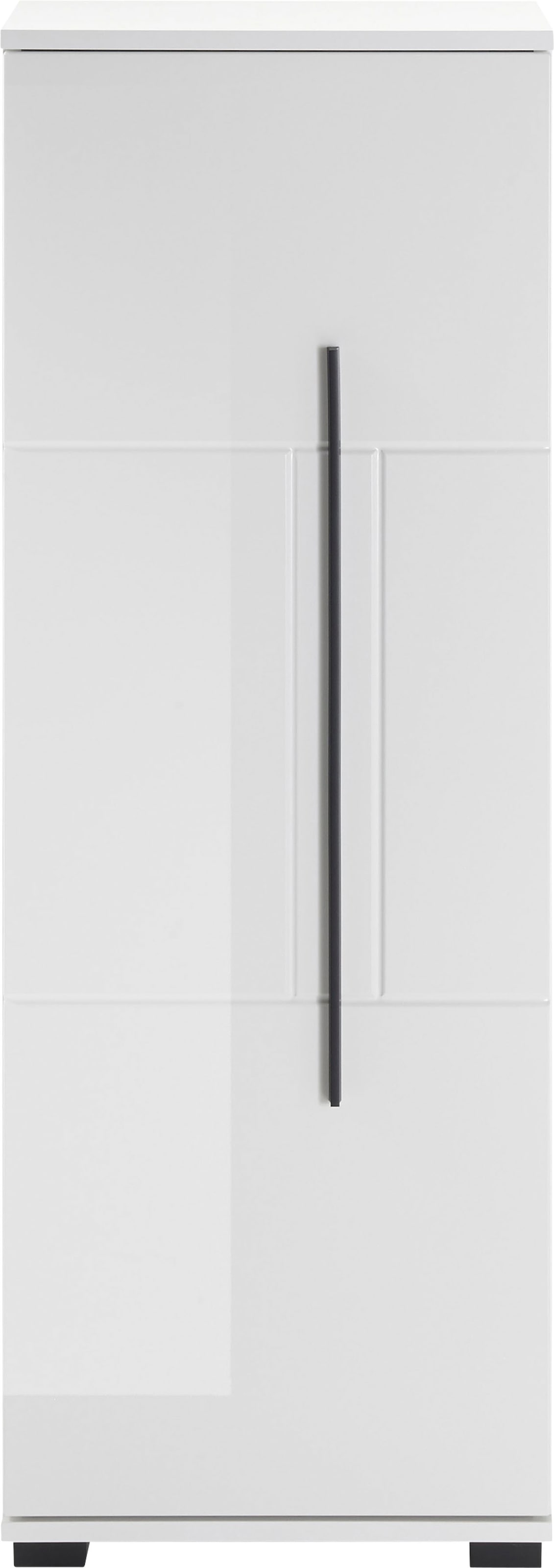 INOSIGN Midischrank »Cantara, Badschrank in Hochglanz Weiss, Schrank im modernen Design«, mit schwarzen Griffen, ausreichend Stauraum