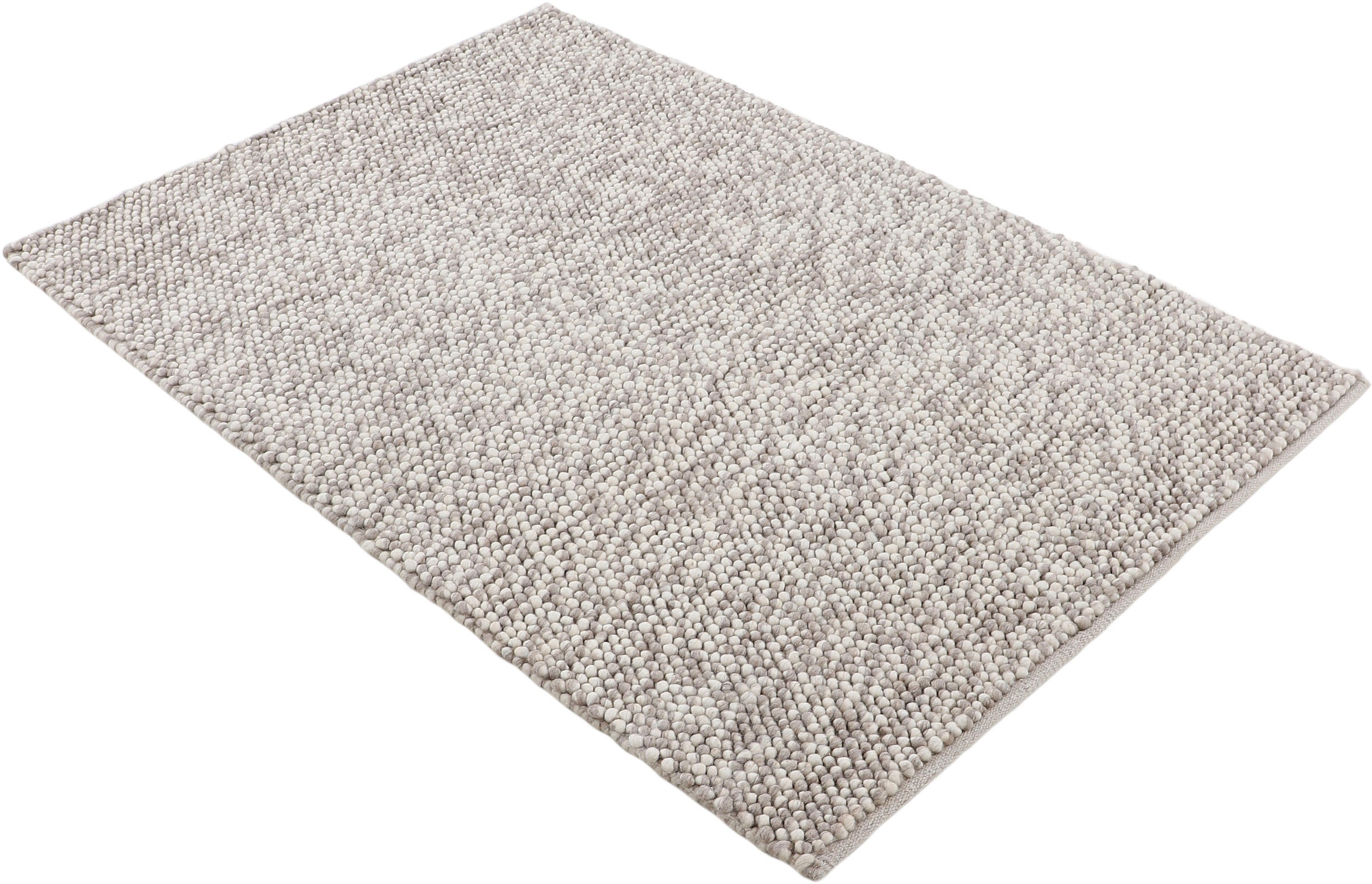 carpetfine Teppich »Calo« rechteckig 16 mm Höhe Handweb Teppich, Uni Farben, meliert, handgewebt, 70% Wolle