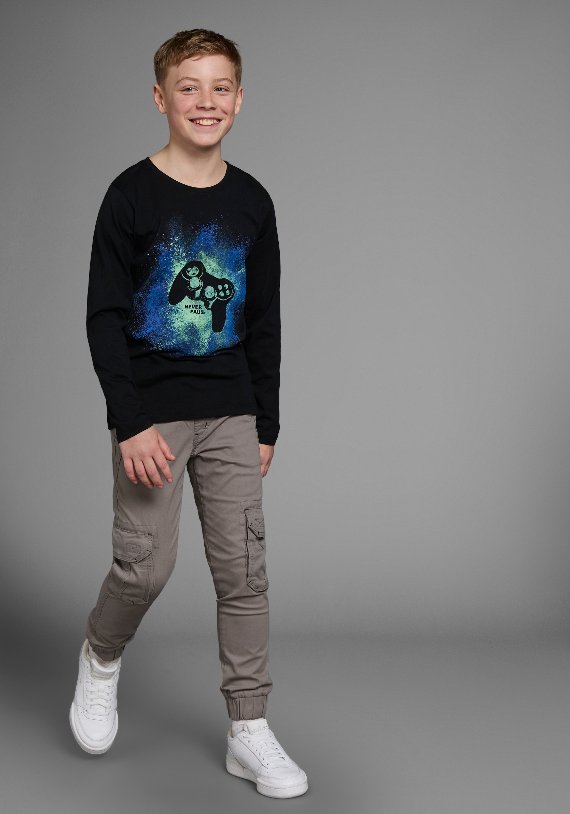 KIDSWORLD Langarmshirt »GAMER«, Langarm, Basic-Passform, mit trendigem Aufdruck