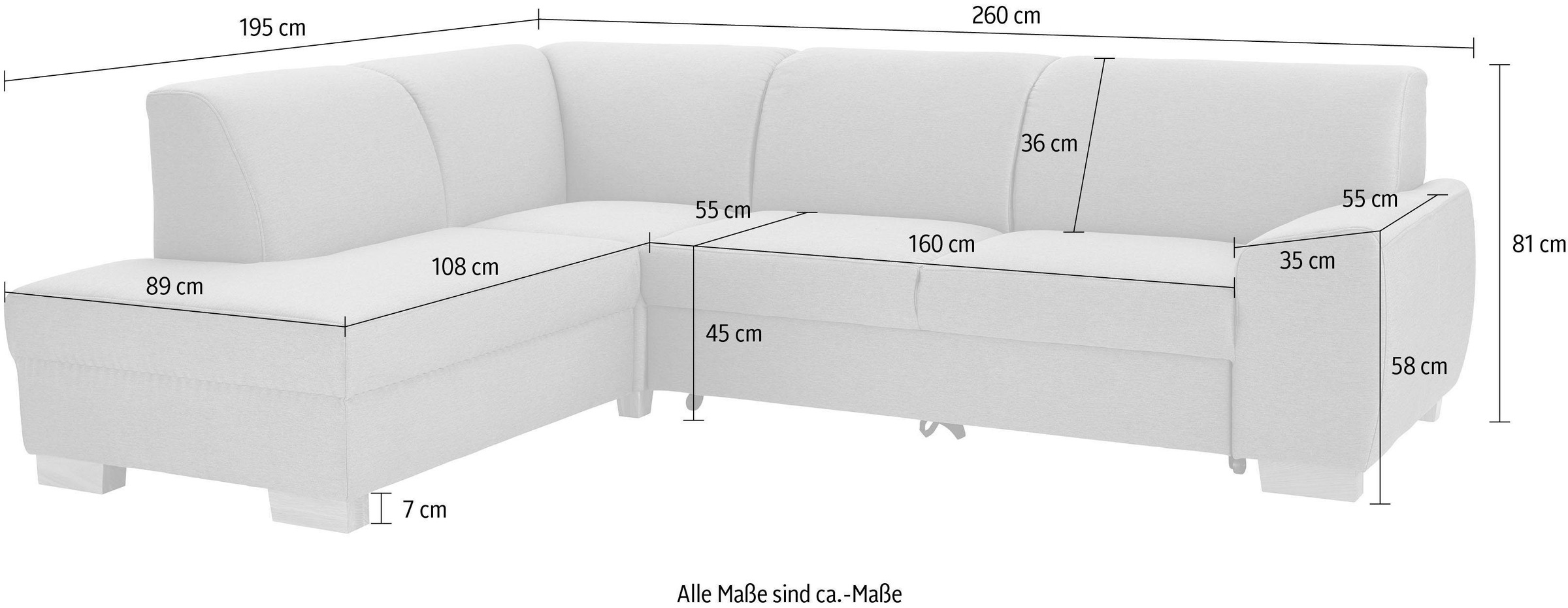 DOMO collection Ecksofa »Incanto kubische Formensprache, komfortabel, L-Form«, wahlweise mit Bettfunktion
