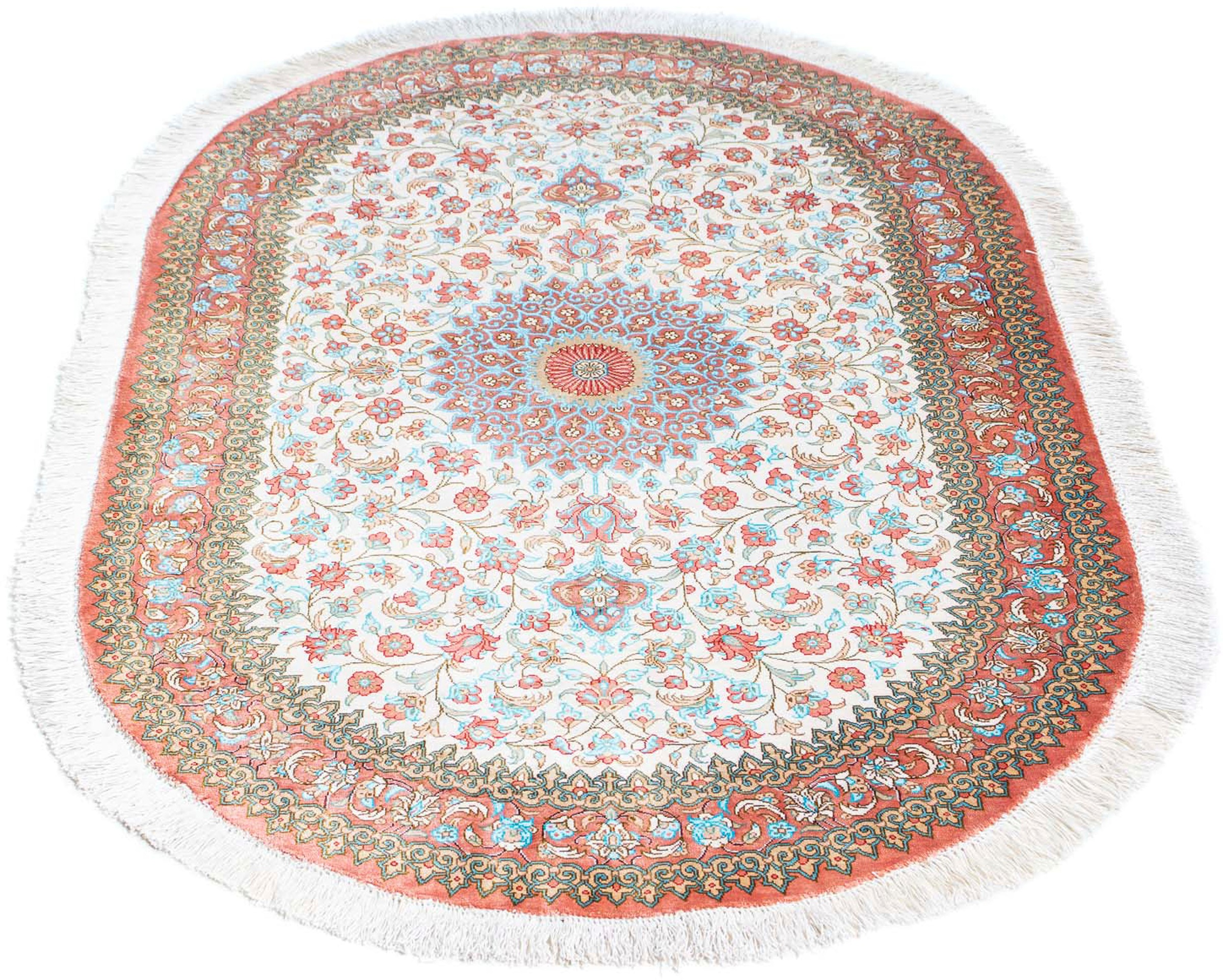 Image of morgenland Orientteppich »Perser - Ghom oval - 120 x 76 cm - beige«, oval, 10 mm Höhe, Wohnzimmer, Handgeknüpft, Einzelstück mit Zertifikat bei Ackermann Versand Schweiz