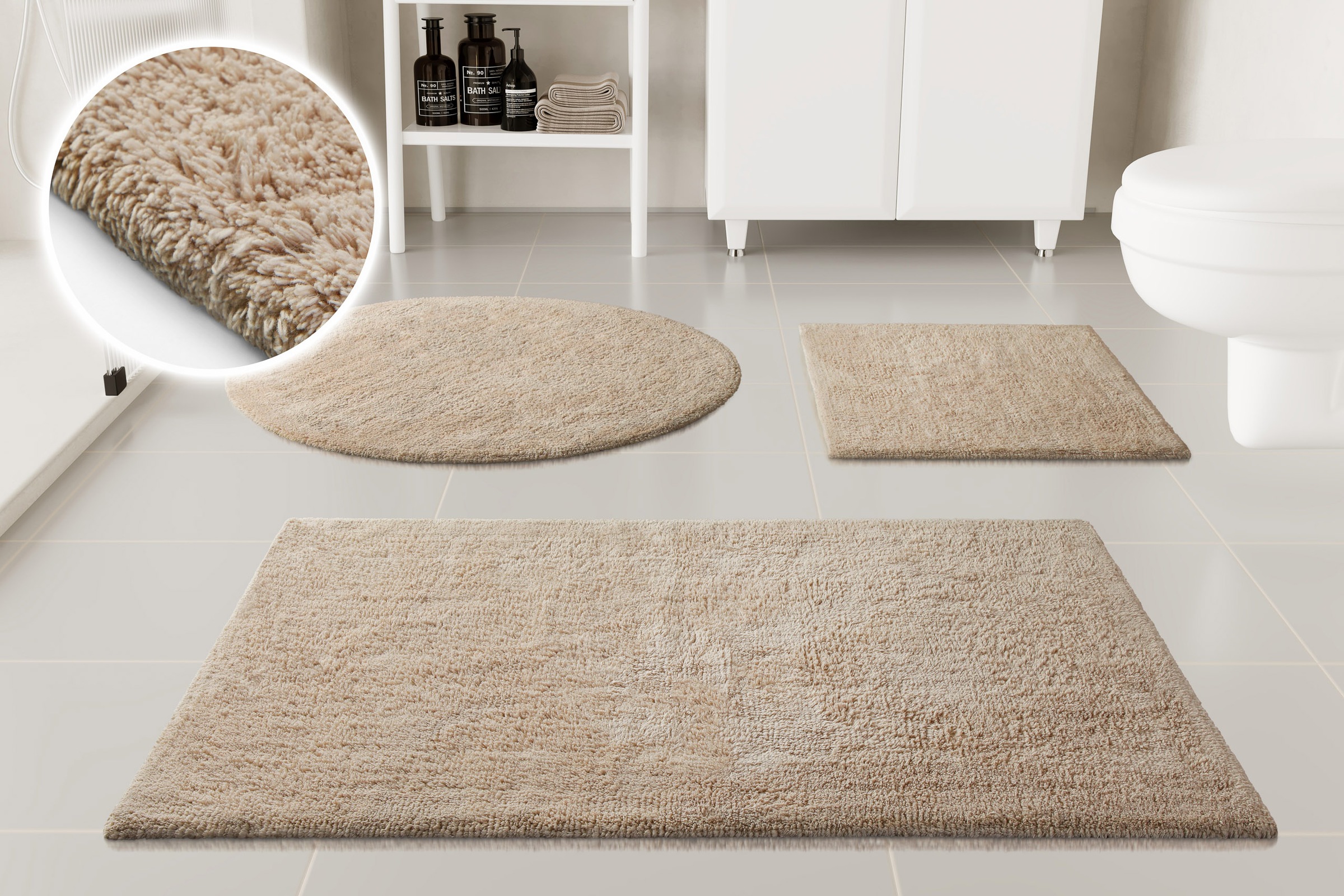 Image of GOODproduct Badematte "Selenne" Höhe 20 mm rutschhemmend beschichtet fussbodenheizungsgeeignet Badteppich, getuftet, modern, Uni, antirutsch, flauschig, Baumwolle