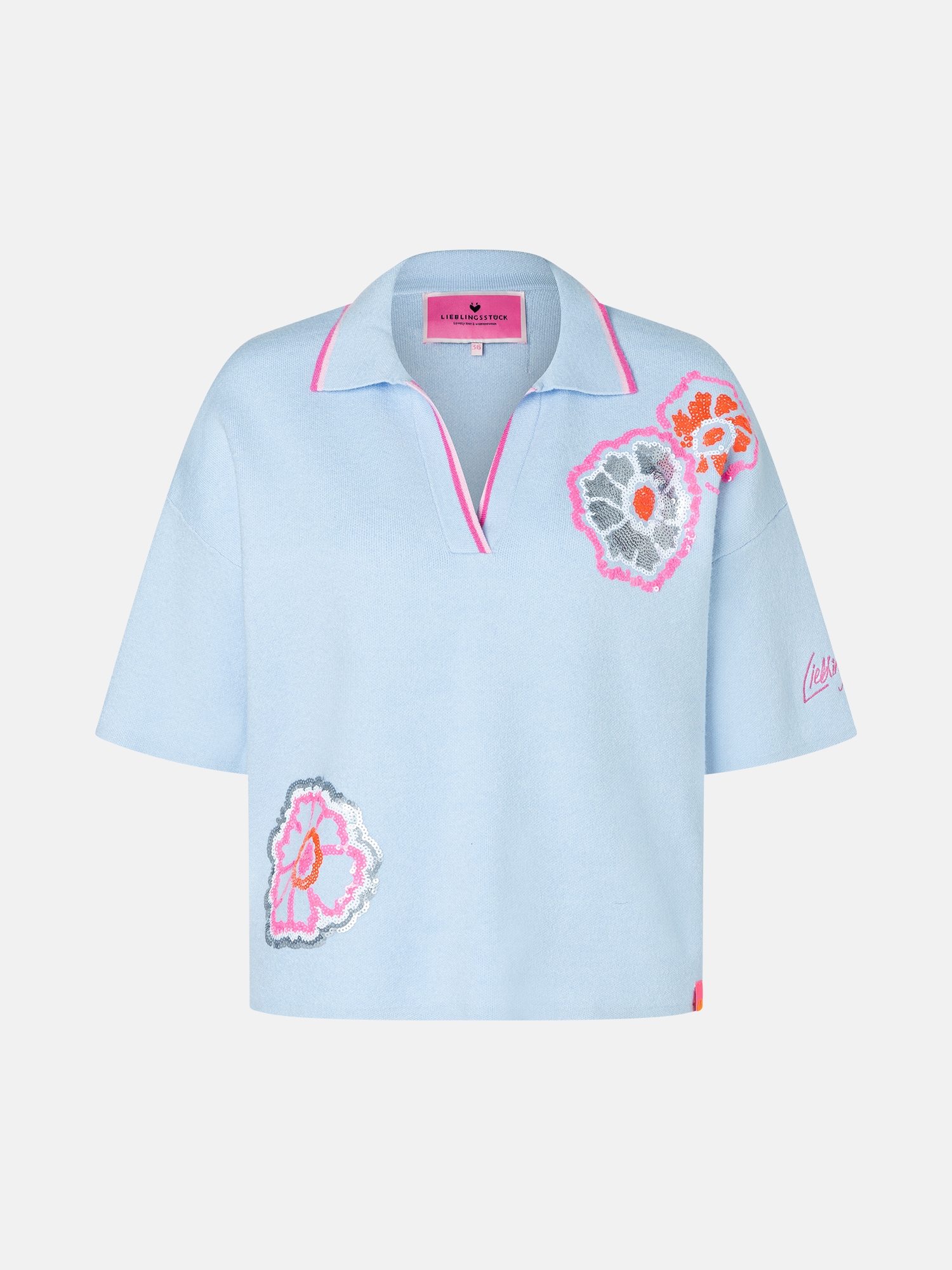 Lieblingsstück Polokragenpullover »TainaL« mit floraler Pailletten-Applikation