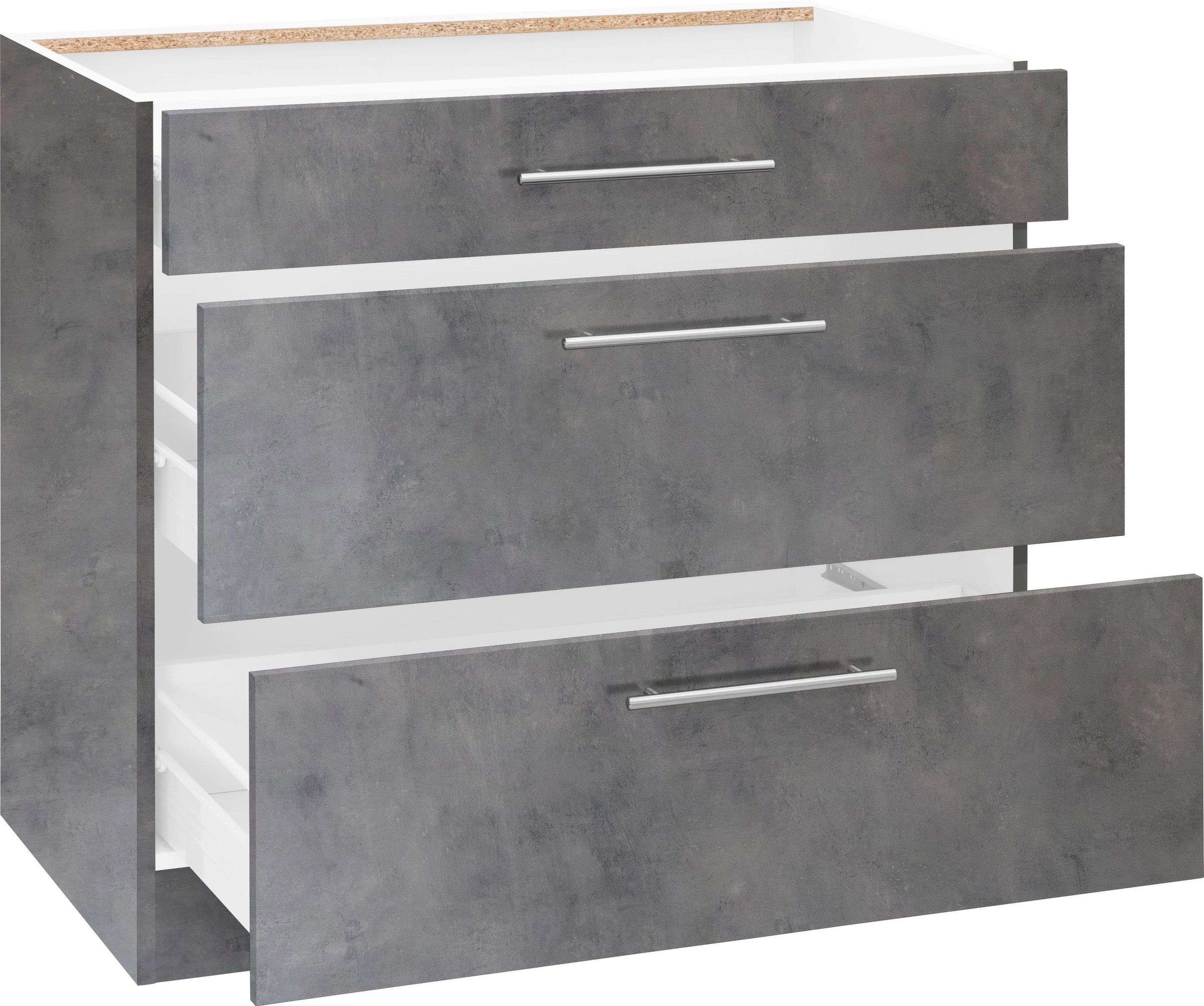 wiho Küchen Armoire basse »Cali« 90 cm breit, mit 2 grossen Auszügen ohne Arbeitsplatte