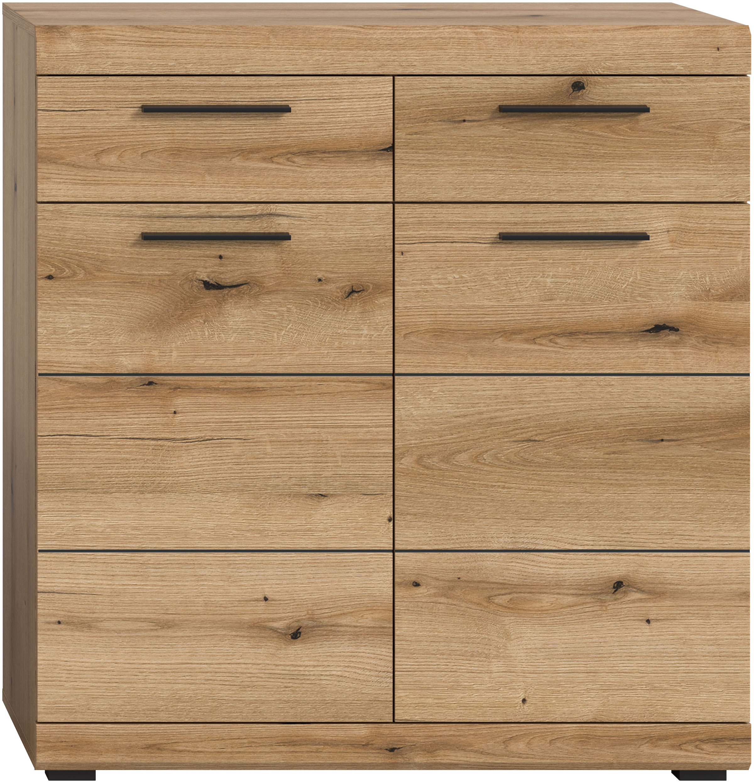 INOSIGN Schuhschrank »SIENA, Breite 90 cm, 2 Türen , 2 Einlegeböden, 3 Fächer, 2 Schubkästen« hochwertige Rillenfräsung in MDF Front, 1 Stk. tlg. Schuhkommode, Kommode, Anrichte, Sideboard