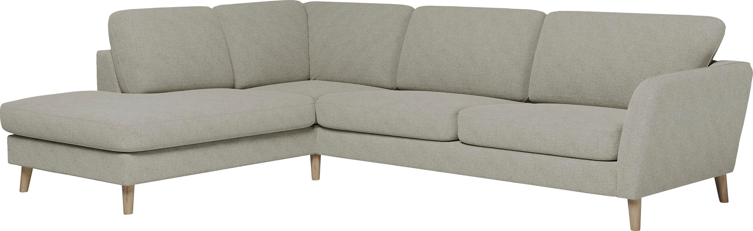 Home affaire Ecksofa »MARSEILLE 278/202 cm, L-Form, Ottom. rechts/links, verschiedene Bezüge« Massivholzbeine Eiche, Landhausstil, Wellenunterfederung