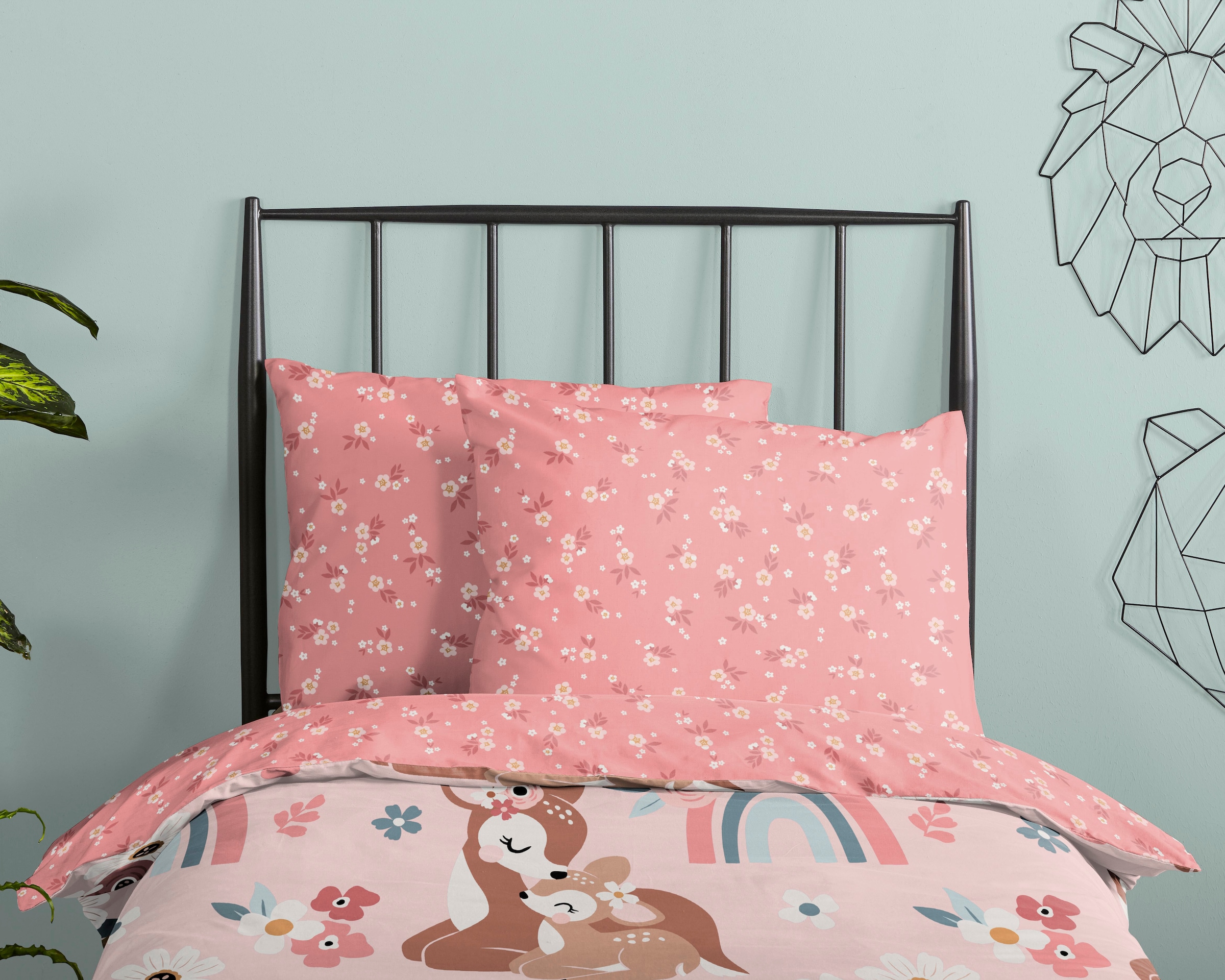 good morning Babybettwäsche »Bibi blossom«, Baumwolle, 120x150, Reissverschluss, Wende, Baby, Mädchen, Bambi, Rosa