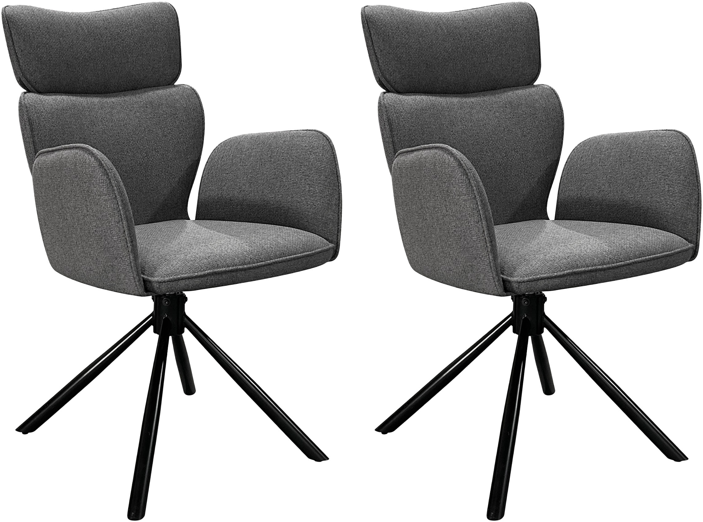 Image of byLIVING Esszimmerstuhl "SEATTLE" (Set) 2 Stk.Webstoff in anthrazit, bis 110 kg, 360 drehbar, Schaumstoff