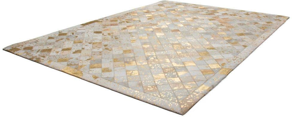 Fellteppich »Lavish 210 Lederteppich«, rechteckig, 8 mm Höhe, Patchwork-echtes...