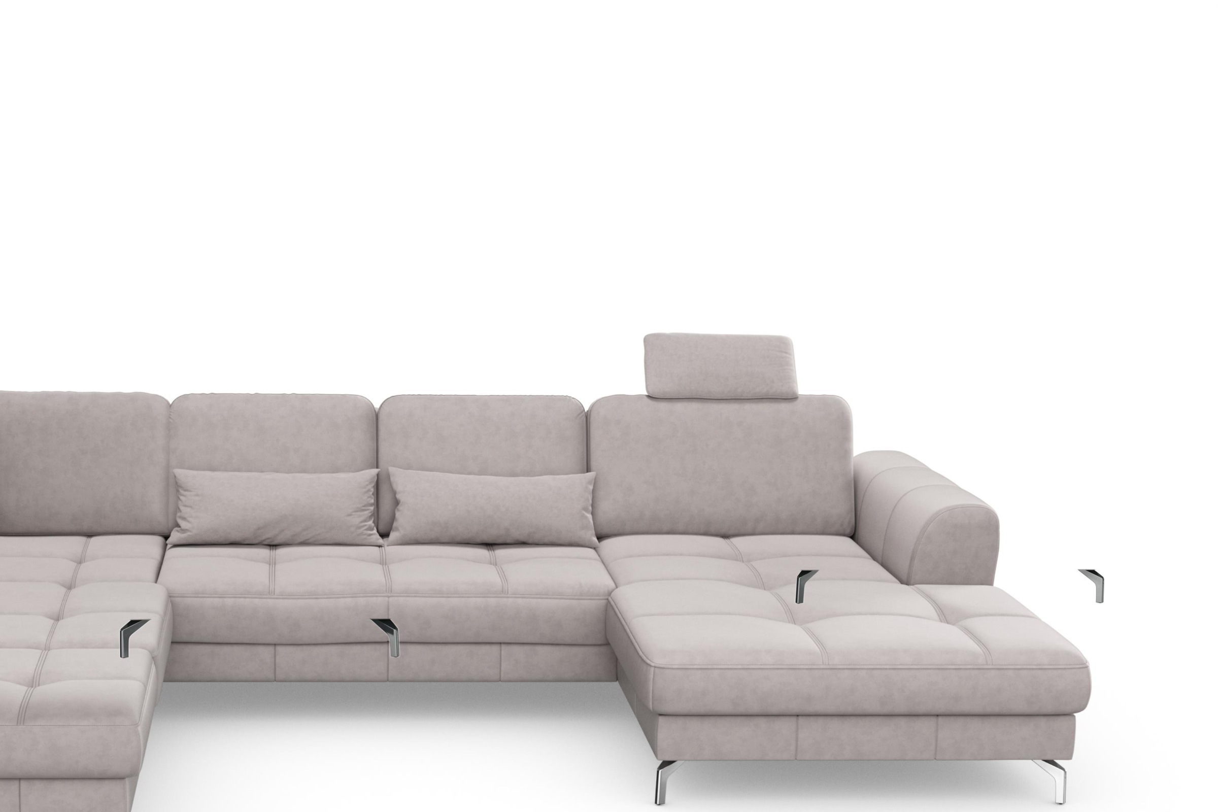 sit&more Wohnlandschaft »Bendigo U-Form« inklusive Sitztiefenverstellung, Bodenfreiheit 12 cm, in 2 Fussfarben