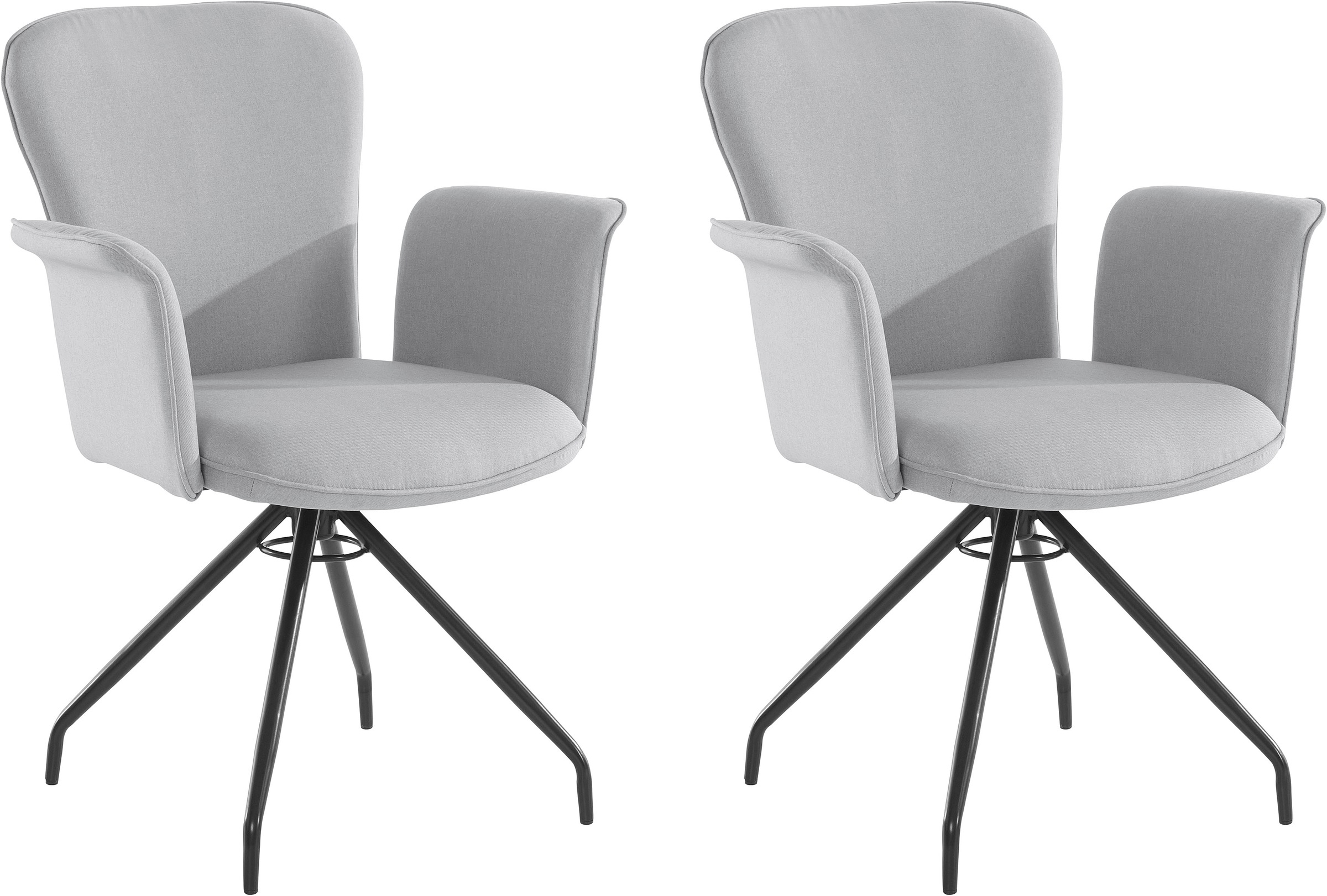 Image of Places of Style Esszimmerstuhl »Fougères«, 2 St., Webstoff, im 2er Set erhältlich, Sitz und Rücken gepolstert, mit Gestell aus Metall in schwarz oder verchromt, in verschiedenen Farbvarianten enthältlich, Sitzhöhe 48 cm bei Ackermann Versand Schweiz