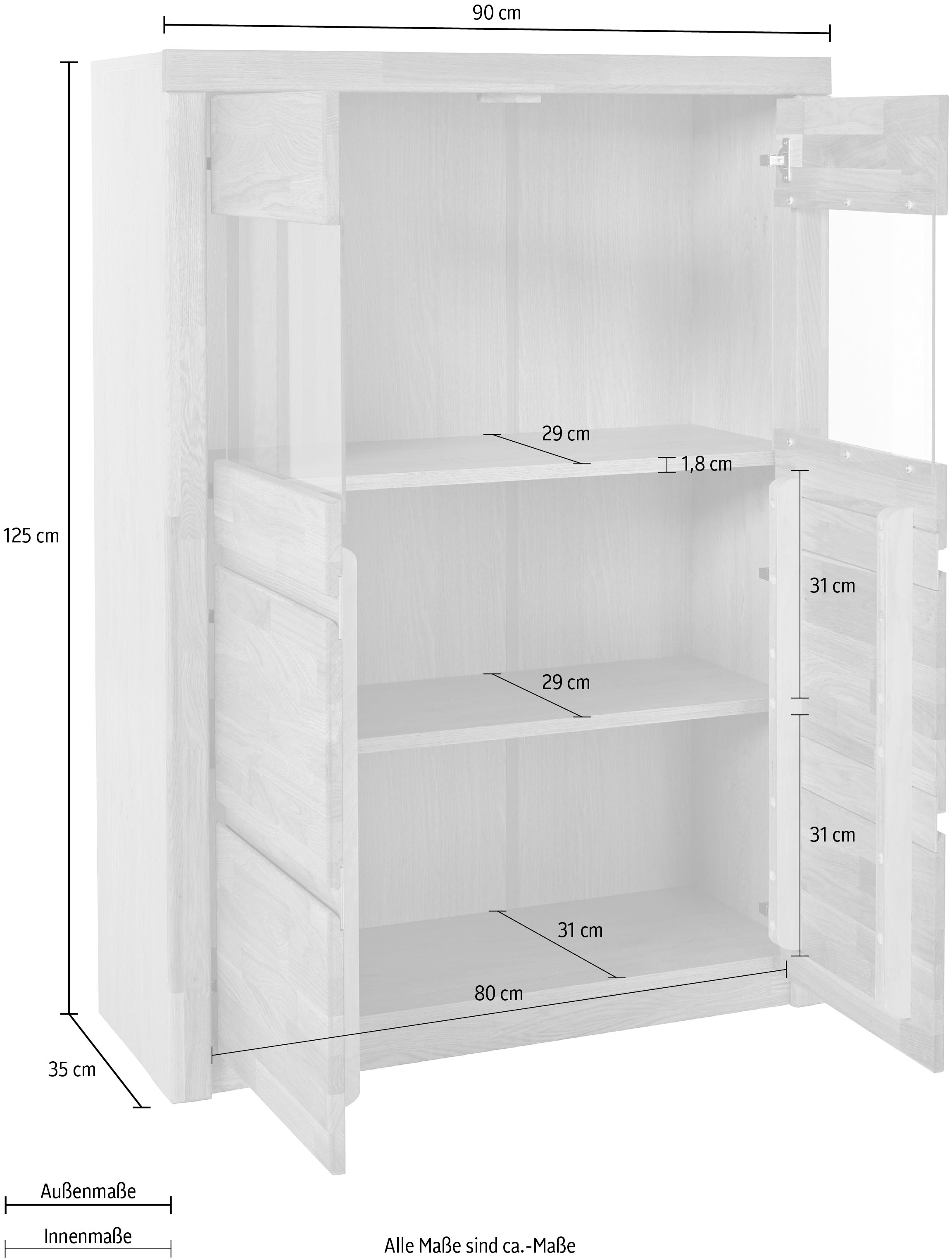 Home affaire Highboard »Silkeborg«, schöne grifflose Optik, teilmassiv