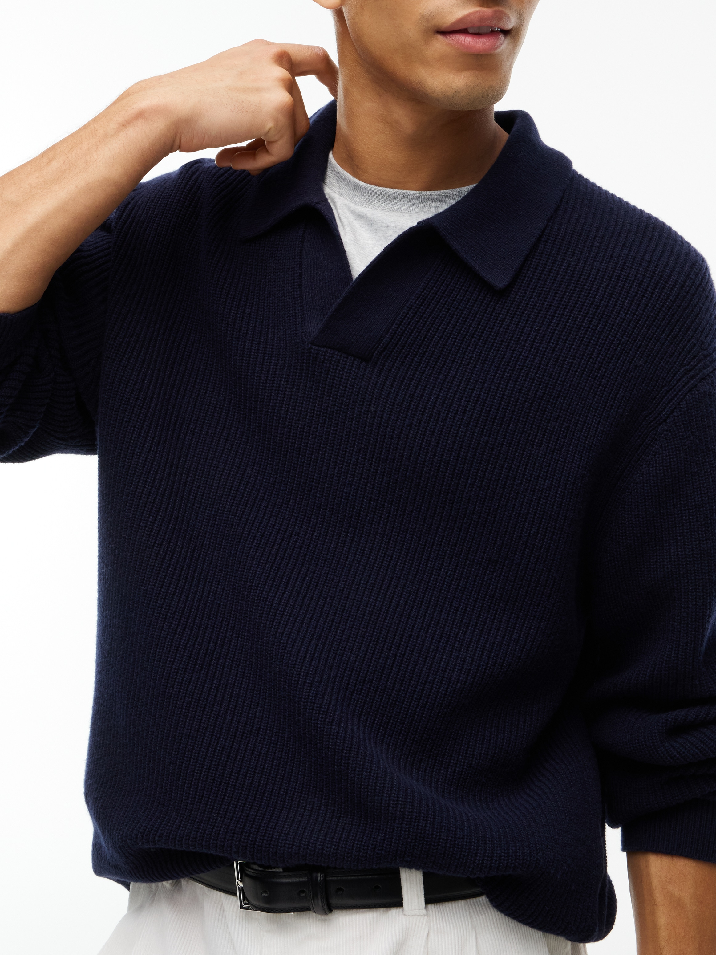 Tommy Hilfiger Pull à col rond »FISHERMAN RIB JONNY COLLAR« aus Wollmix