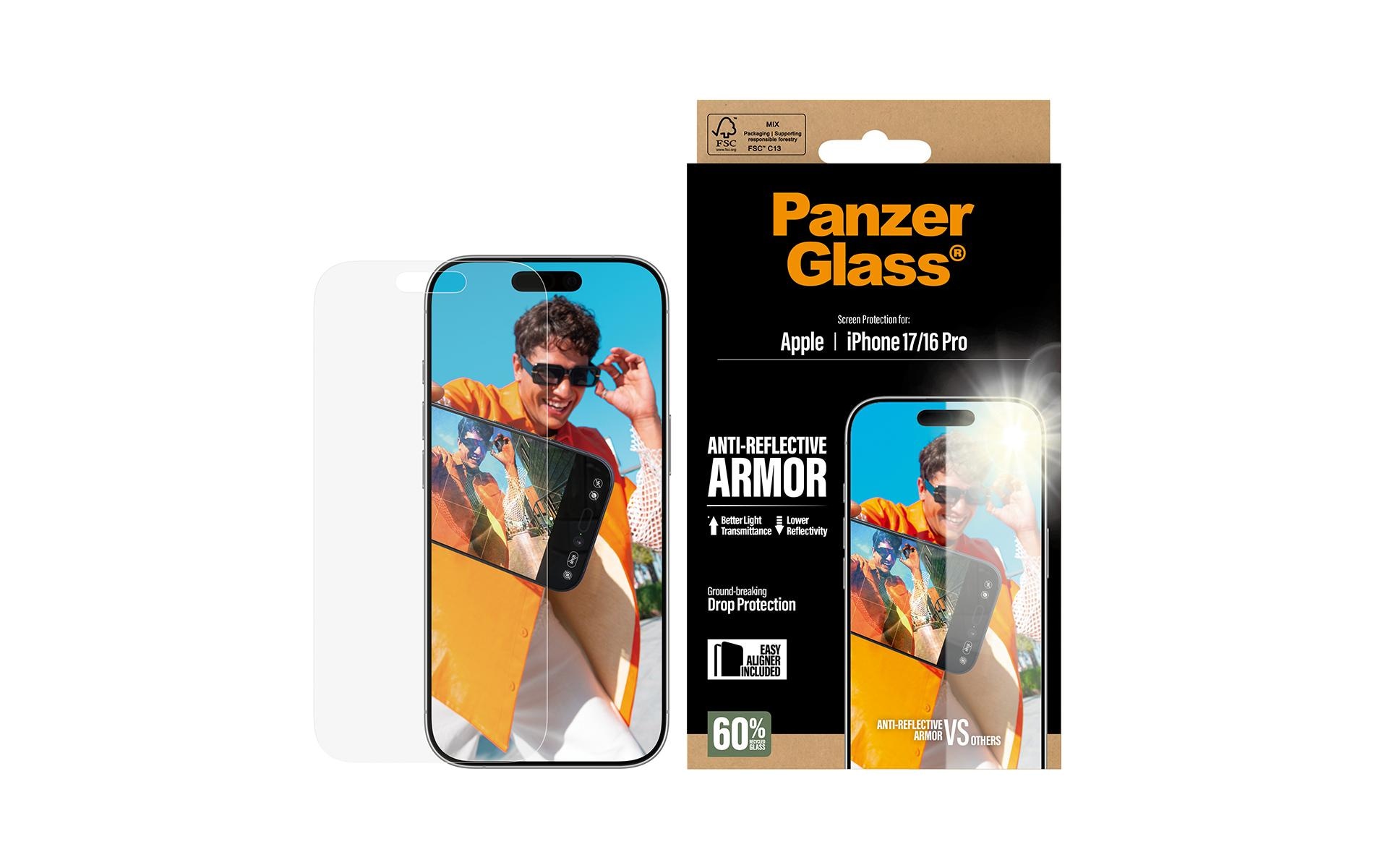 PanzerGlass Film de protection d'écran »Anti-Reflective Armor Screen Protector« für Apple iPhone 17;Apple iPhone 16 Pro Displayschutzfolie, Schutzfolie, Bildschirmschutz, kratz- & stossfest