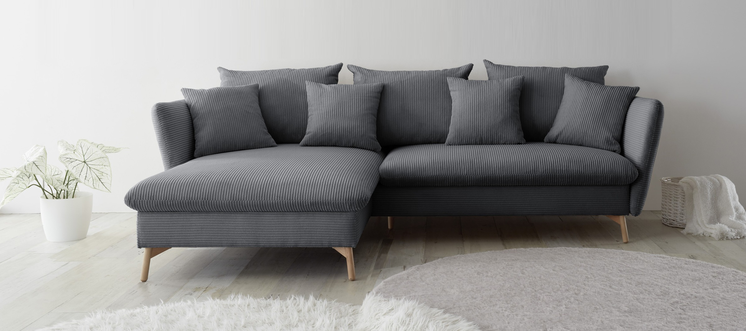 Image of GOODproduct Ecksofa "MERLE, 258 cm, L-Form, traumhafter Cord," mit Bettfunktion und Bettkasten, Liegefläche 224 x 139