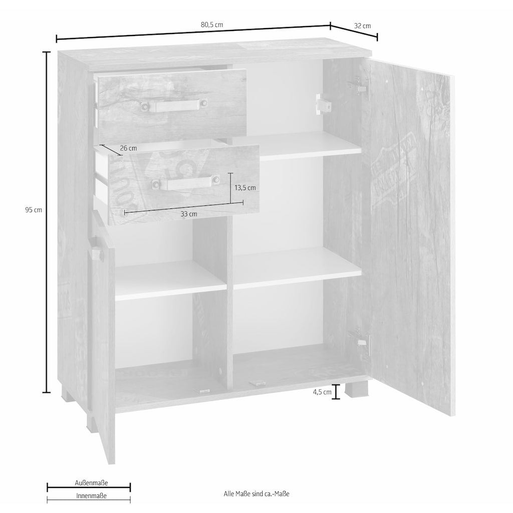 Schildmeyer Badkommode »Milan«, Breite 80,5 cm, mit 2 Türen, 2 Schubladen & Metallgriffen