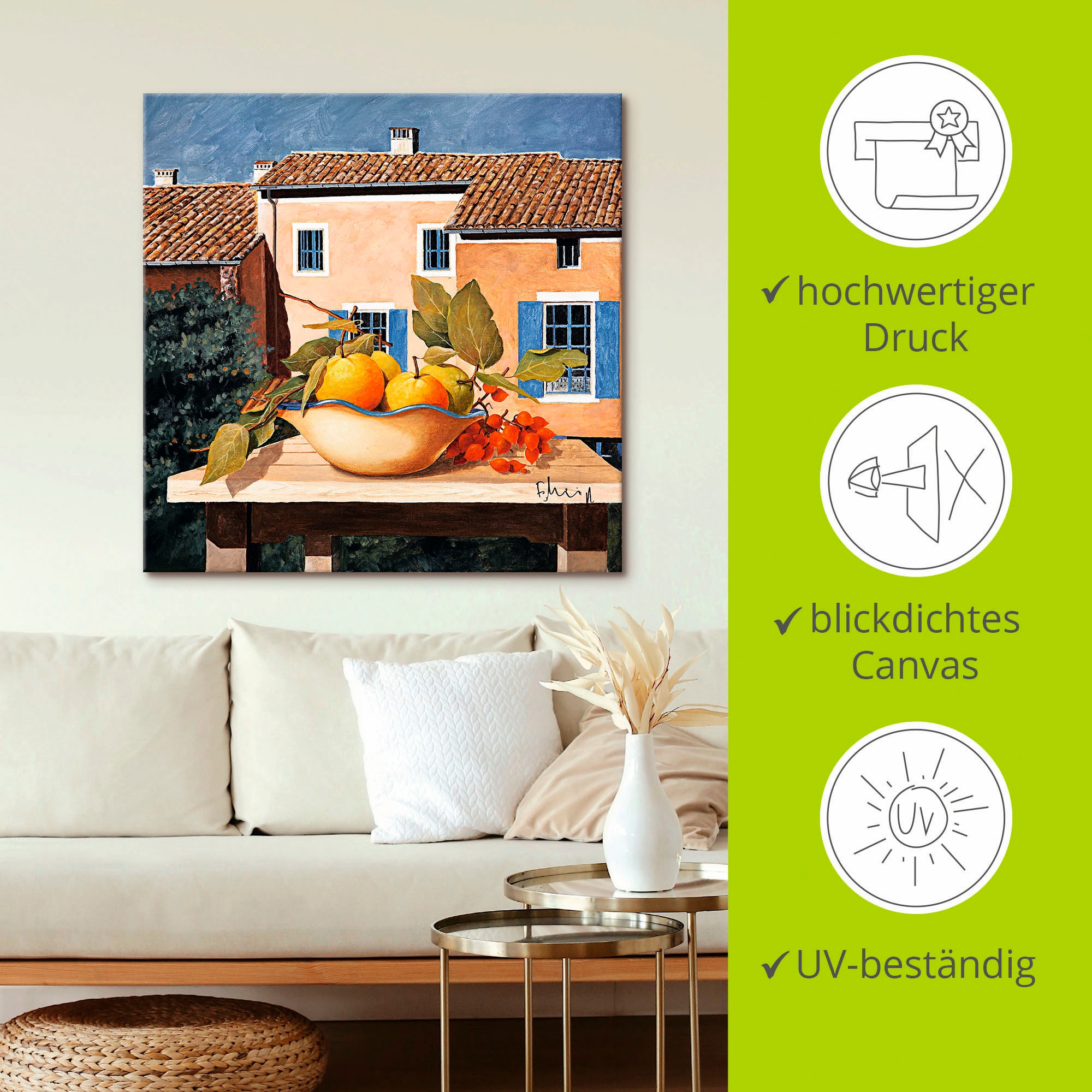 Artland Leinwandbild »Mediterranes Leben«, Arrangements, (1 St.), auf Keilrahmen gespannt