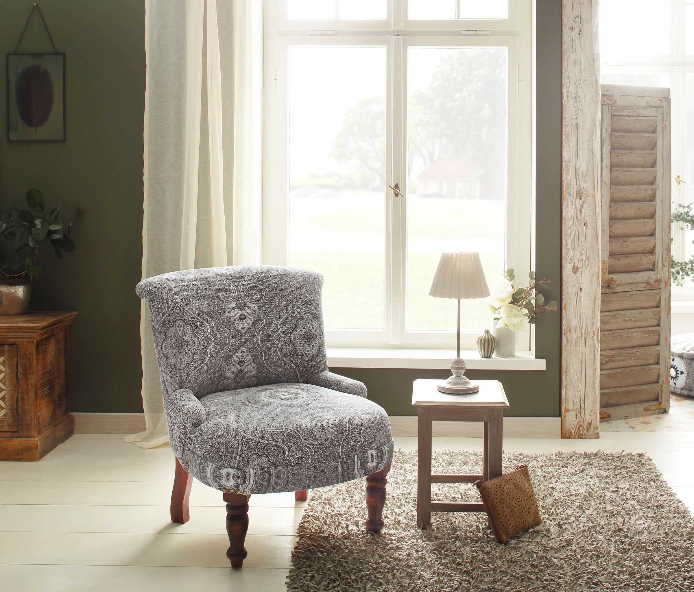 Image of Home affaire Sessel »Jamal«, aus schönem Leinenstoff mit edlen Stickereien, Sitzhöhe 39 cm bei Ackermann Versand Schweiz