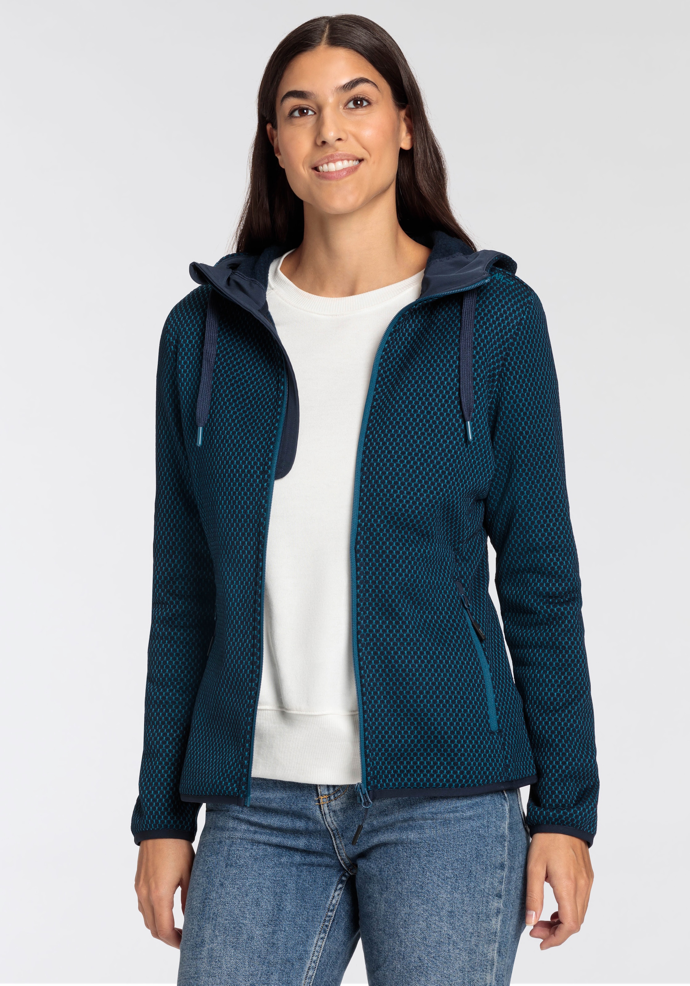 CMP Strickfleecejacke, mit Kapuze, Wärmend & windabweisend & Atmungsaktiv