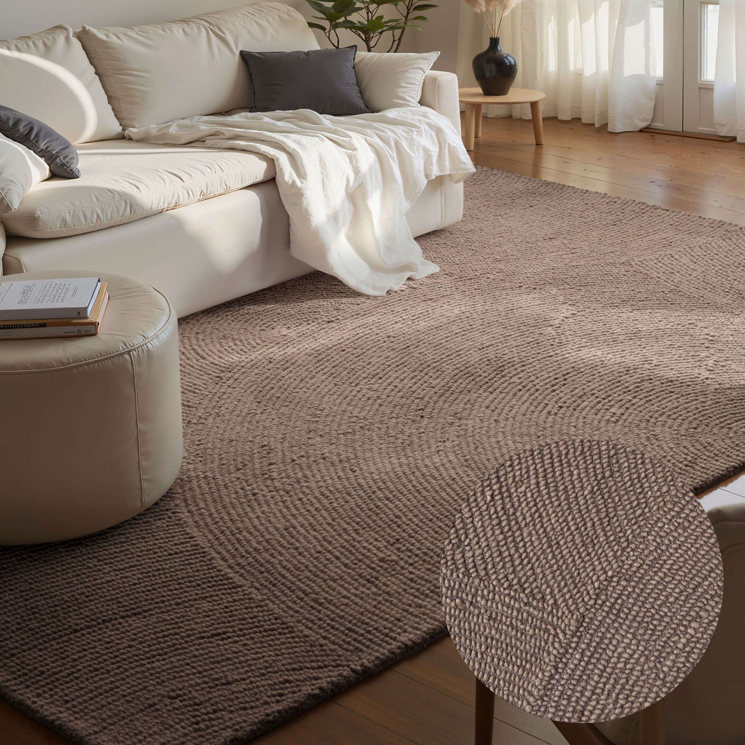 Image of HANSE Home Wollteppich "Calmio, auch als Läufer und in rund" rechteckig 18 mm Höhe Handgetuftet, Wolle, Natur, Wohnzimmer, Schlafzimmer, Skandi, Hygge