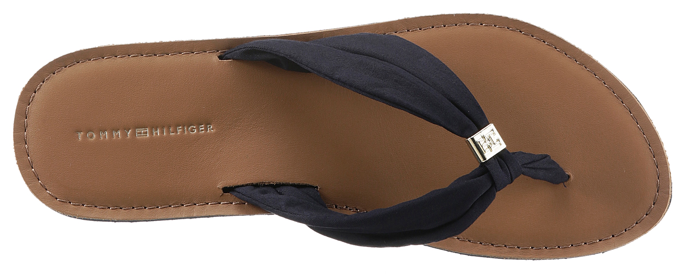 Tommy Hilfiger Zehentrenner »TH ELEVATED BEACH SANDAL«, Sommerschuh, Schlappen mit Label