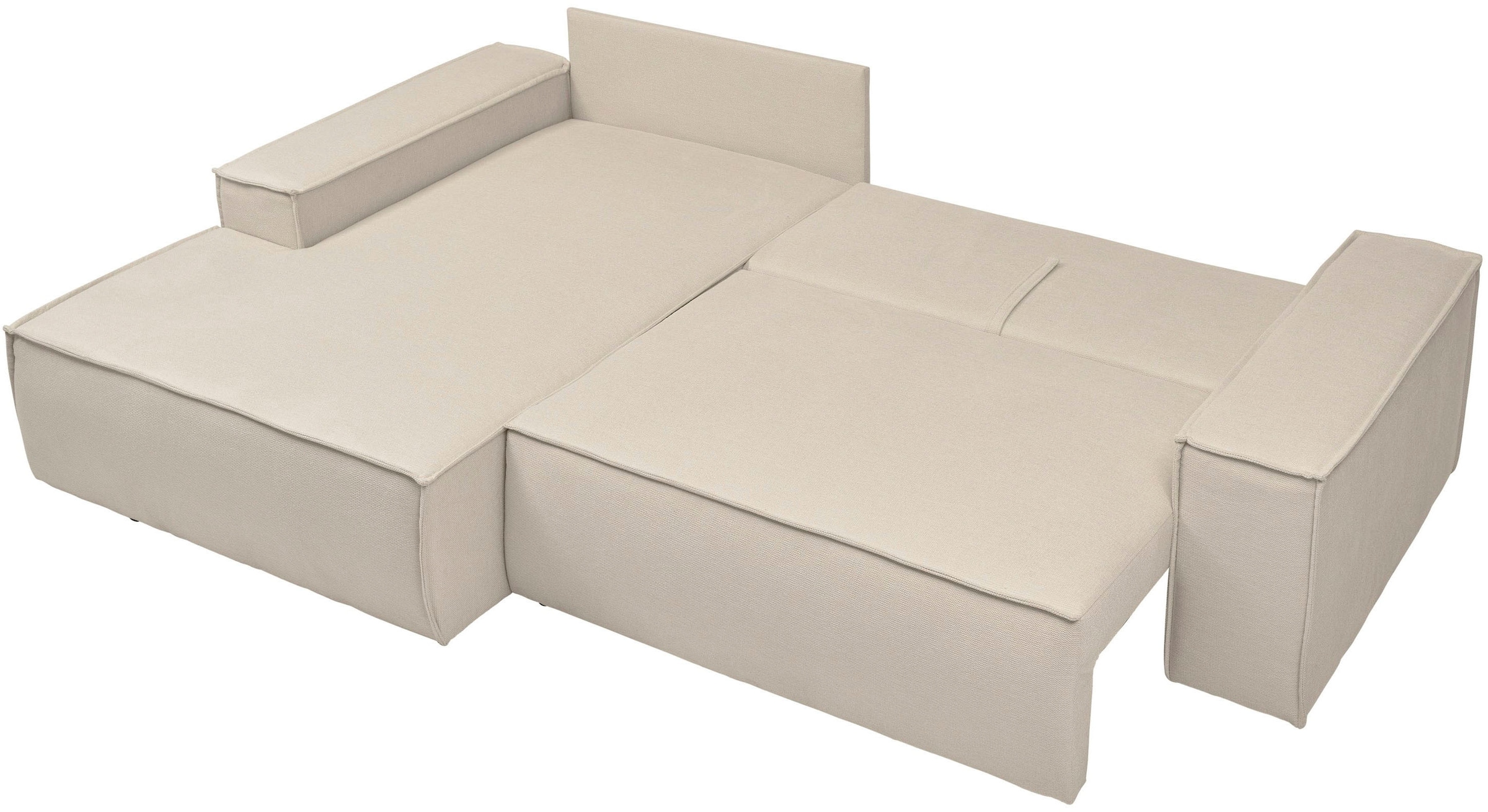 andas Canapé d'angle »FINNLEY Schlafsofa 267 cm, L-Form mit Schlaffunktion & Bettkasten« verfügbar in den Stoffqualitäten Bouclé, Struktur fein und Mega Cord