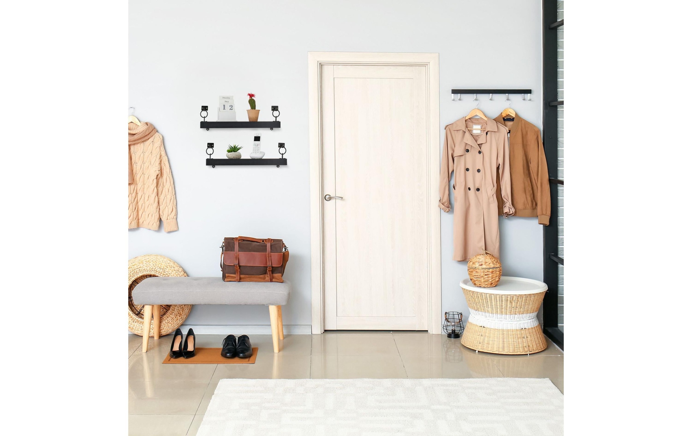 relaxdays Wandregal »2-er Set 13 cm, Schwarz«