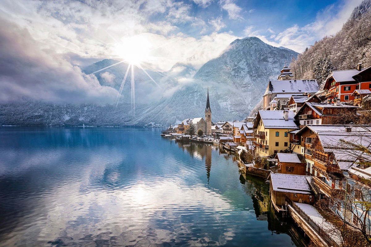 Image of Papermoon Fototapete »Dorf am Wasser«, Vliestapete, hochwertiger Digitaldruck, inklusive Kleister bei Ackermann Versand Schweiz