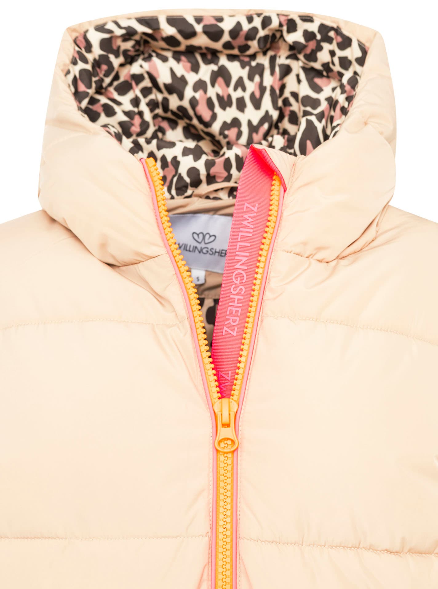Zwillingsherz Manteau matelassé »„Leo Kapuze“« capuche avec doublure léopard, fermeture éclair, poches, poignets élastiques