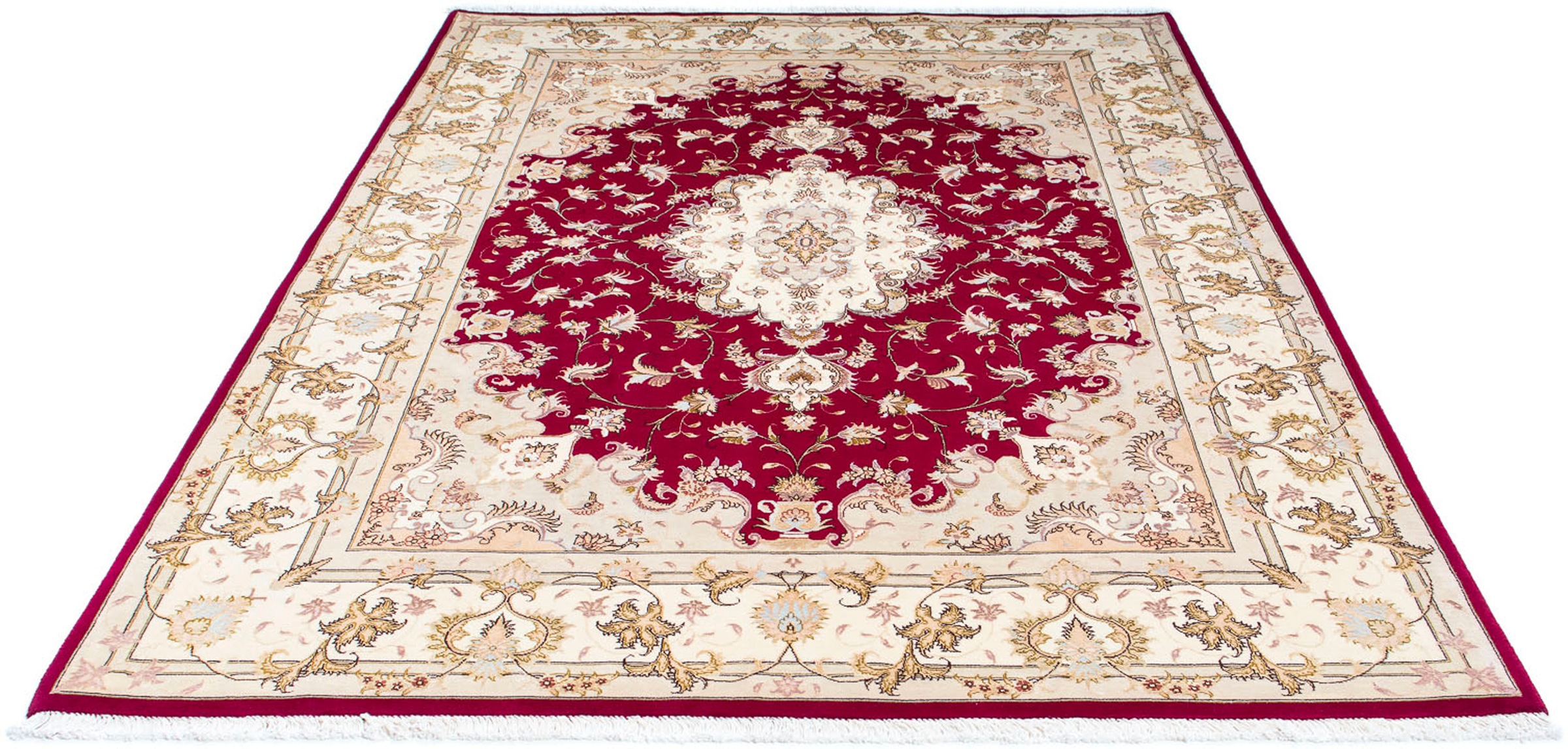 Image of morgenland Orientteppich »Perser - Täbriz - Royal - 247 x 171 cm - rot«, rechteckig, 7 mm Höhe, Wohnzimmer, Handgeknüpft, Einzelstück mit Zertifikat bei Ackermann Versand Schweiz