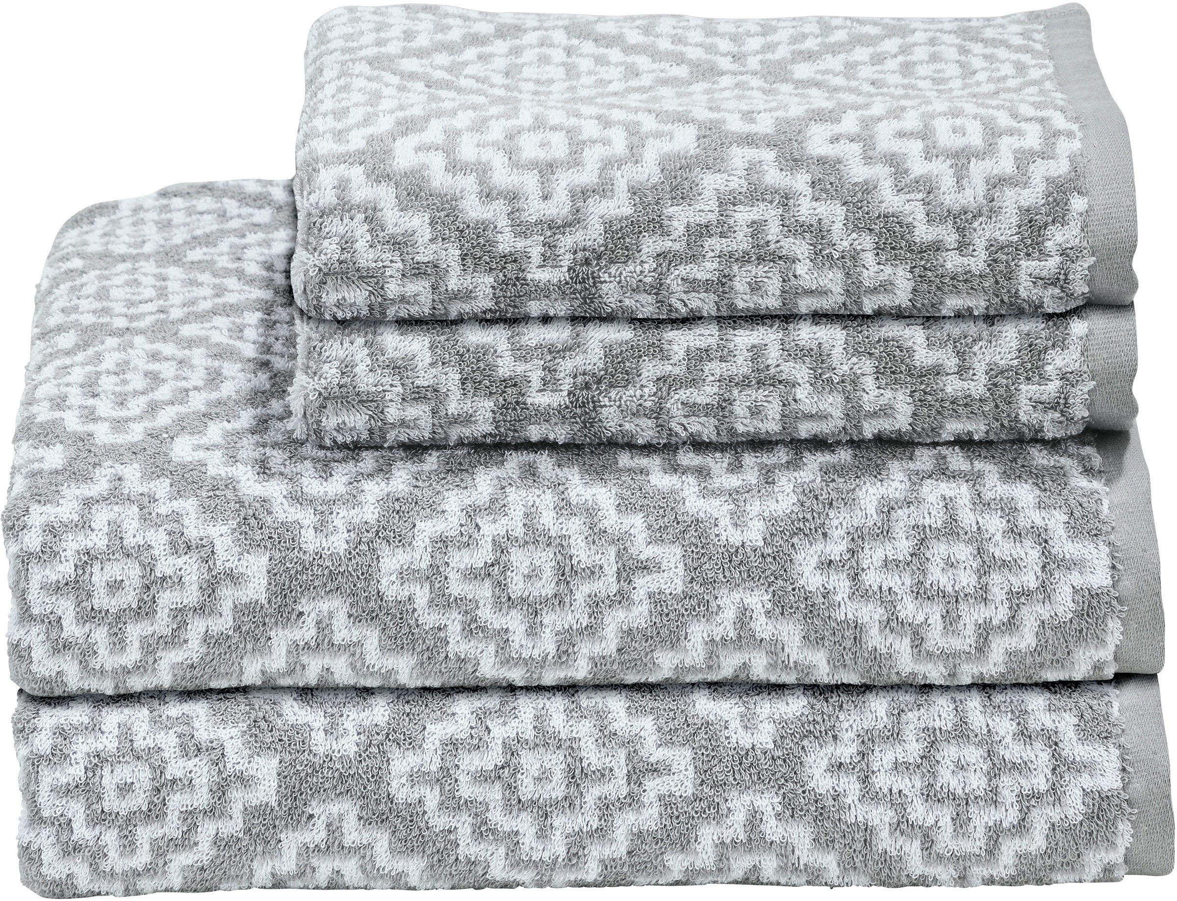 Image of done.® Handtuch Set »Daily Shapes Boho«, Set, 4 tlg., Jacquard-Walkfrottier, 2x Handtücher & 2x Duschtücher, Jacquardgewebe, modernes Rauten Muster bei Ackermann Versand Schweiz