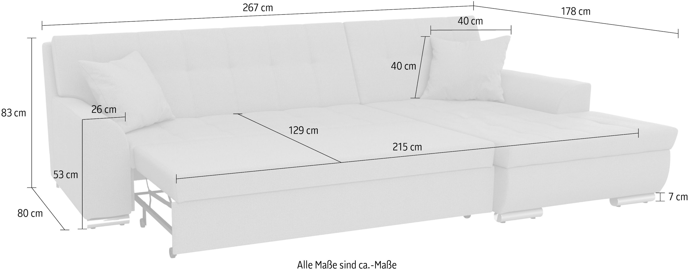 DOMO collection Ecksofa Treviso, wahlweise mit Bettfunktion, incl. Zierkissen