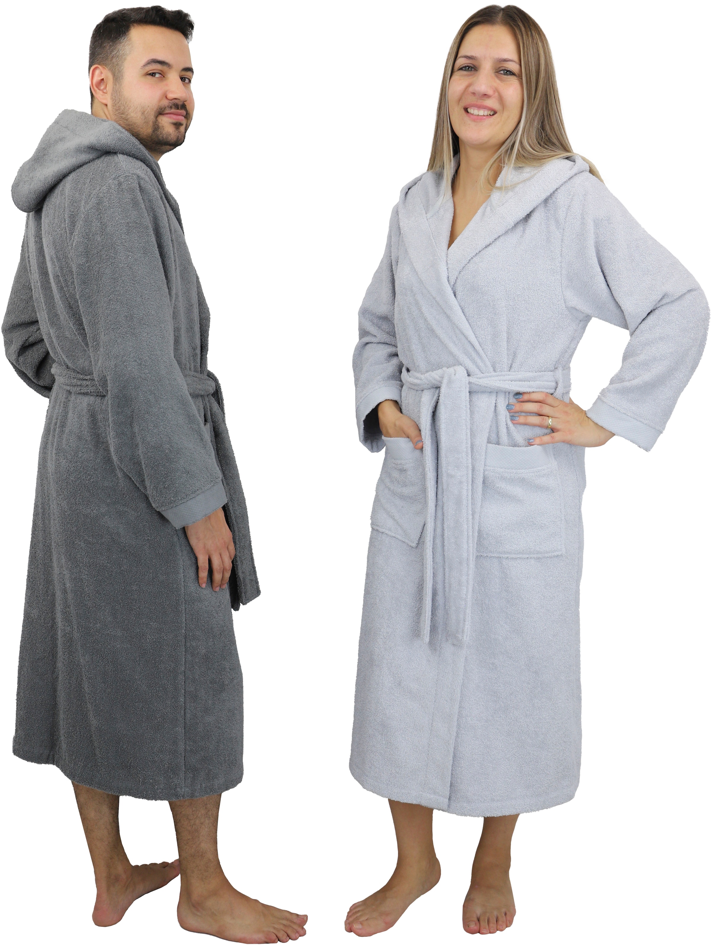 my home Unisex-Bademantel »Tailles, ideal für Sauna & Spa, Hotelbademantel, Morgenmantel«, (1 St.), langer Bademantel für Damen und Herren, 100% Baumwolle, XS-3XL