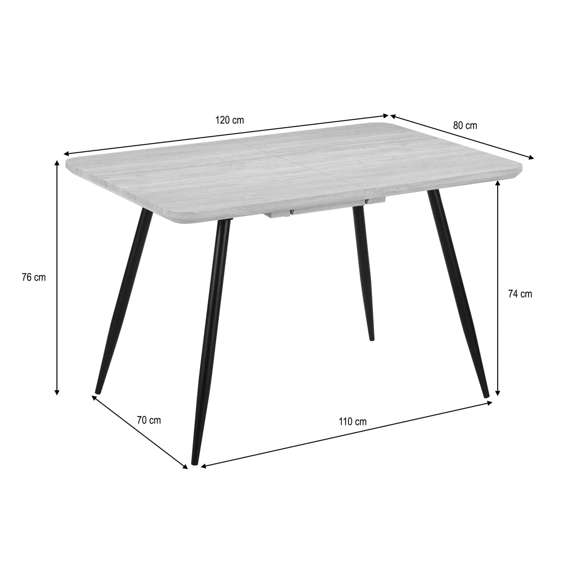 GOODproduct Esstisch »Ombrone« ausziehbar 120-160 cm, Synchronauszug, inkl Einlegeplatte, Breite 80cm