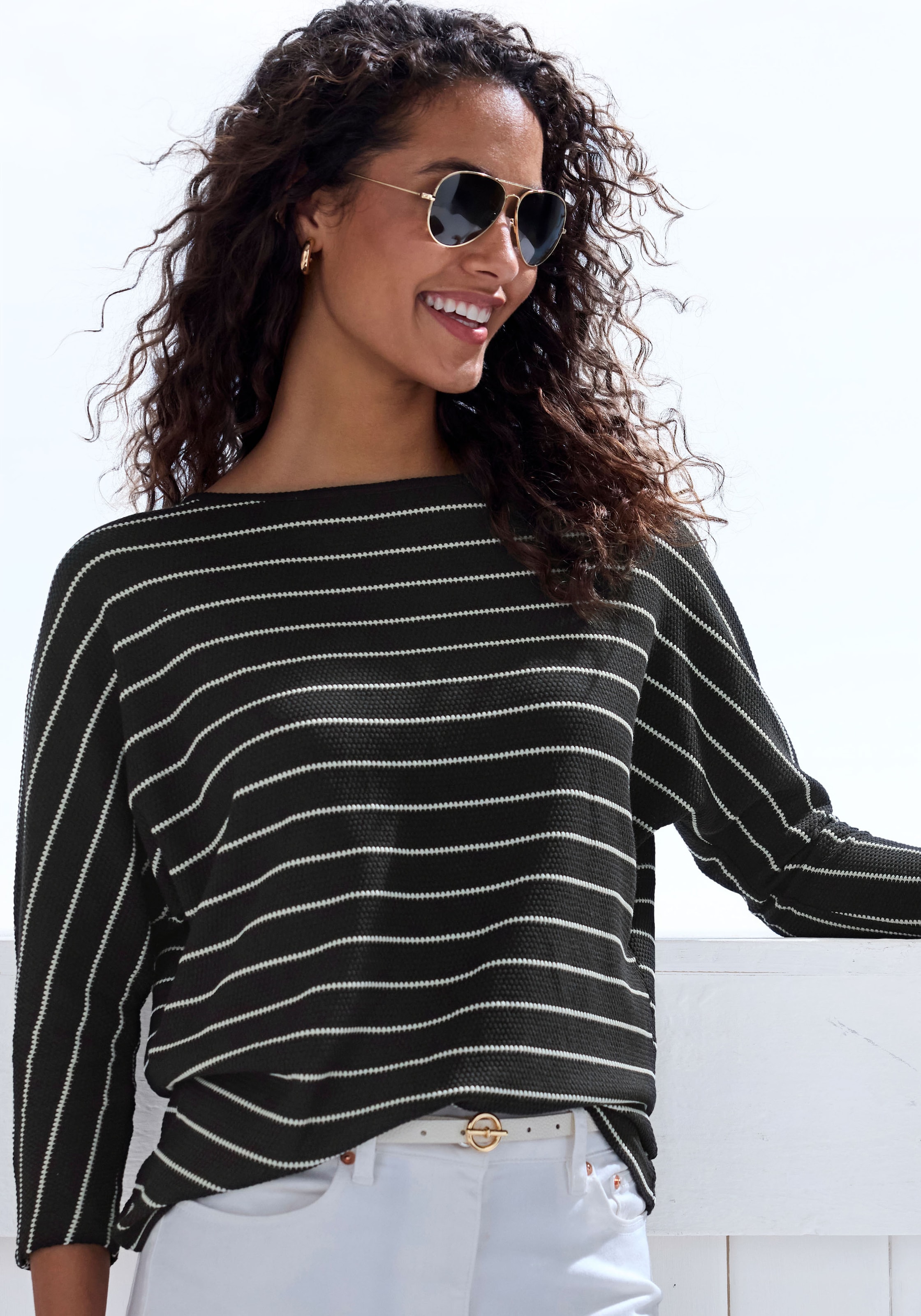 Image of Vivance 3/4-Arm-Shirt "mit modischer Streifenstruktur" aus pflegeleichter Baumwoll-Viskose-Qualität