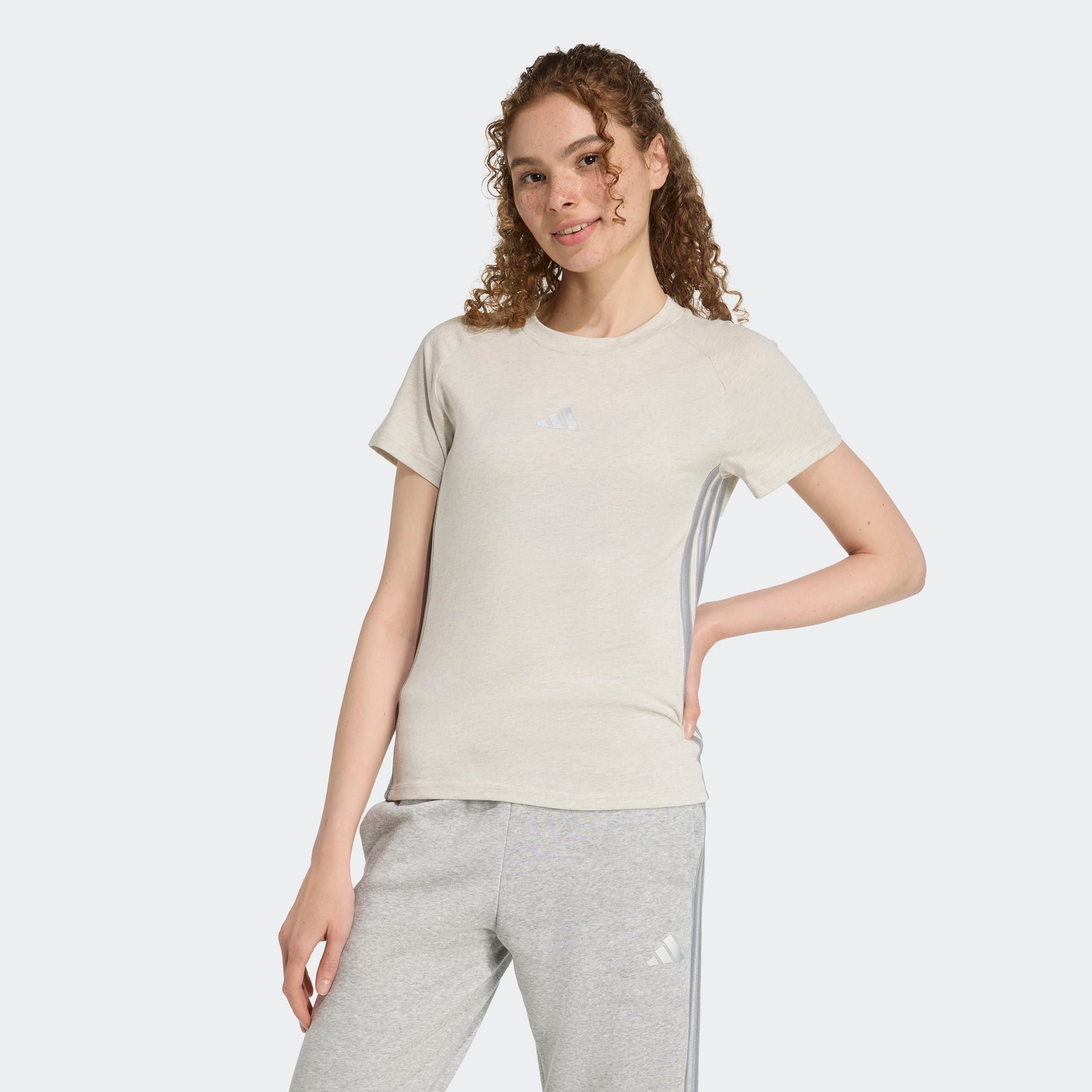Image of adidas Sportswear T-Shirt "HOLIDAY 3-STREIFEN SCHMAL GESCHNITTENES" schmal geschnittene Passform, Rundhalsausschnitt