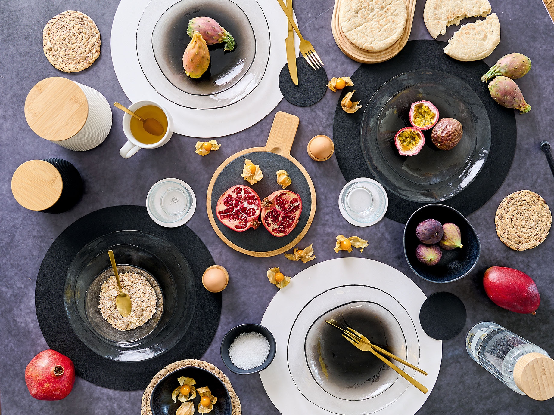 Zeller Present Vorratsdose Set, 580ml, Ø 11 x 11,4 cm;1080ml, Ø 13 x 15,4 cm, 2 Stk. tlg. edles Design, Bambus/Keramik, 580/1080 ml