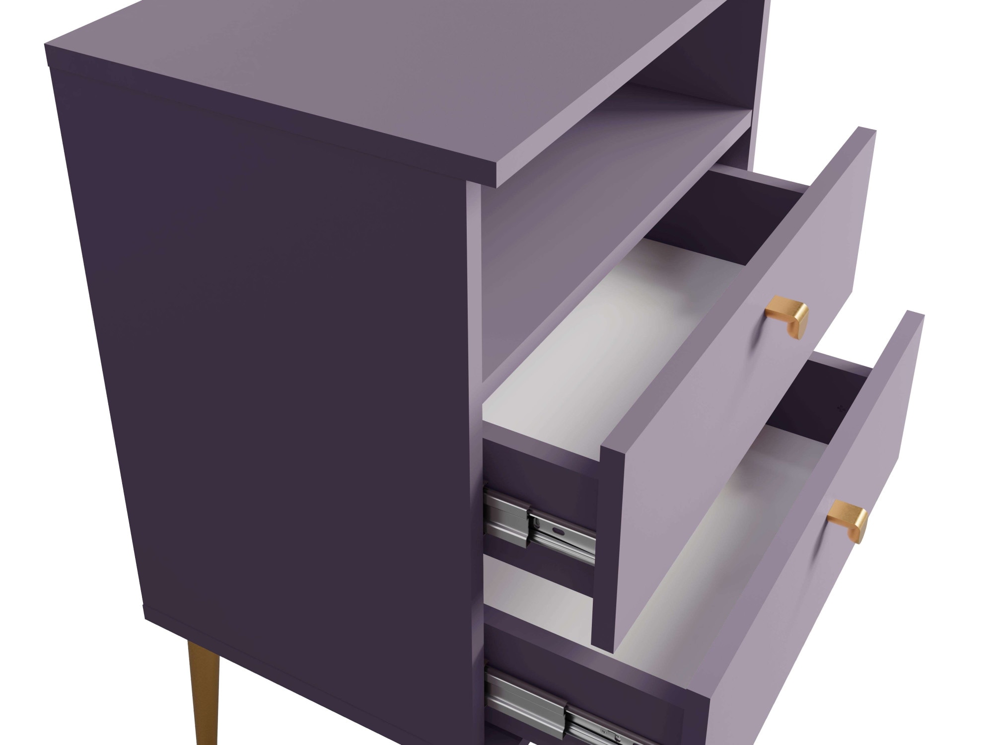 INOSIGN Nachttisch »Elyria, Metallgriffe, FSC-zertifizierter Holzwerkstoff«, (Nachtkommode B/T/H 50/34/69cm), mit 2 Schubladen, 1 offenes Fach, viele Farben mit goldfarbenfb. Details